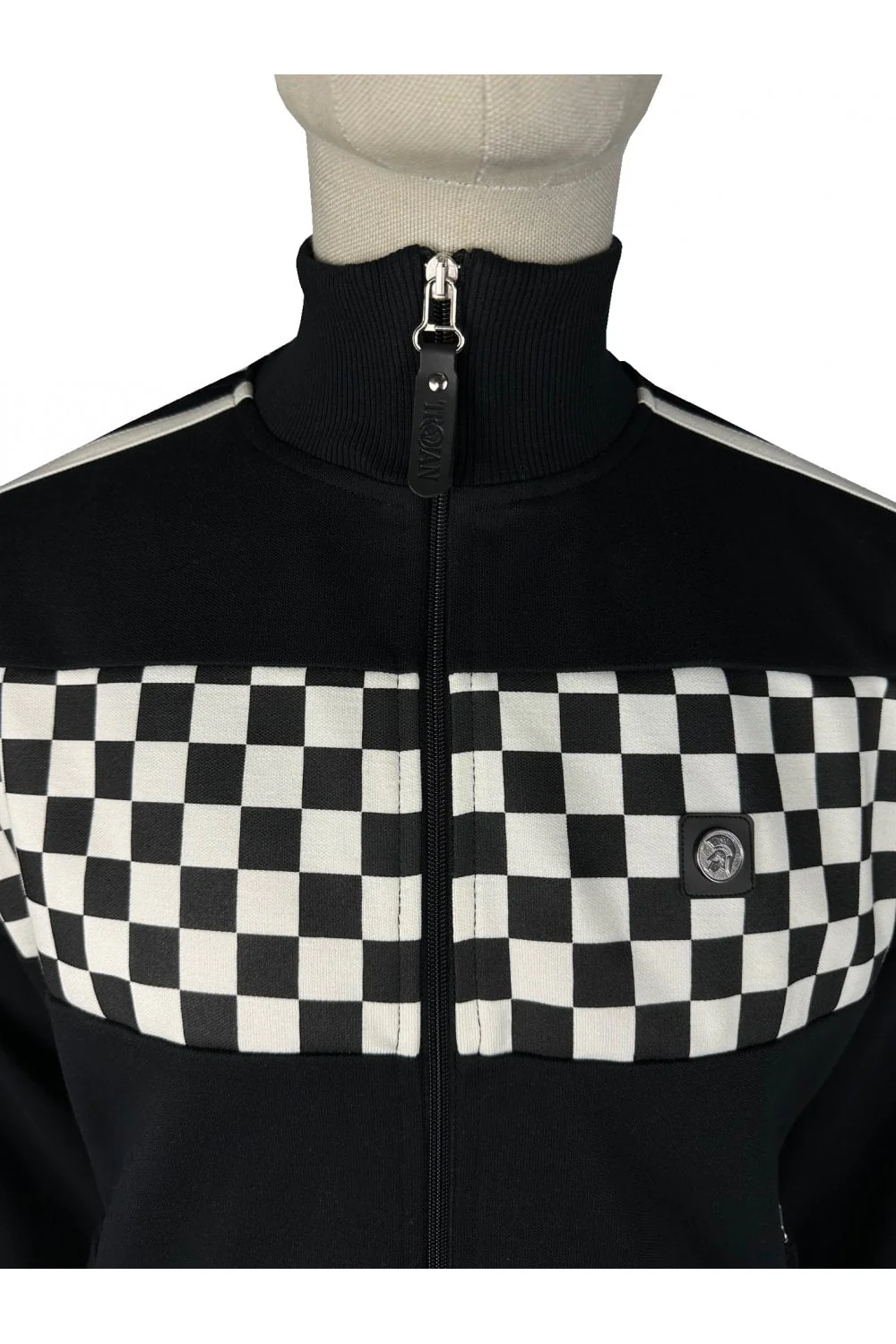 Trojan Chequerboard Track Top Black - Image 2