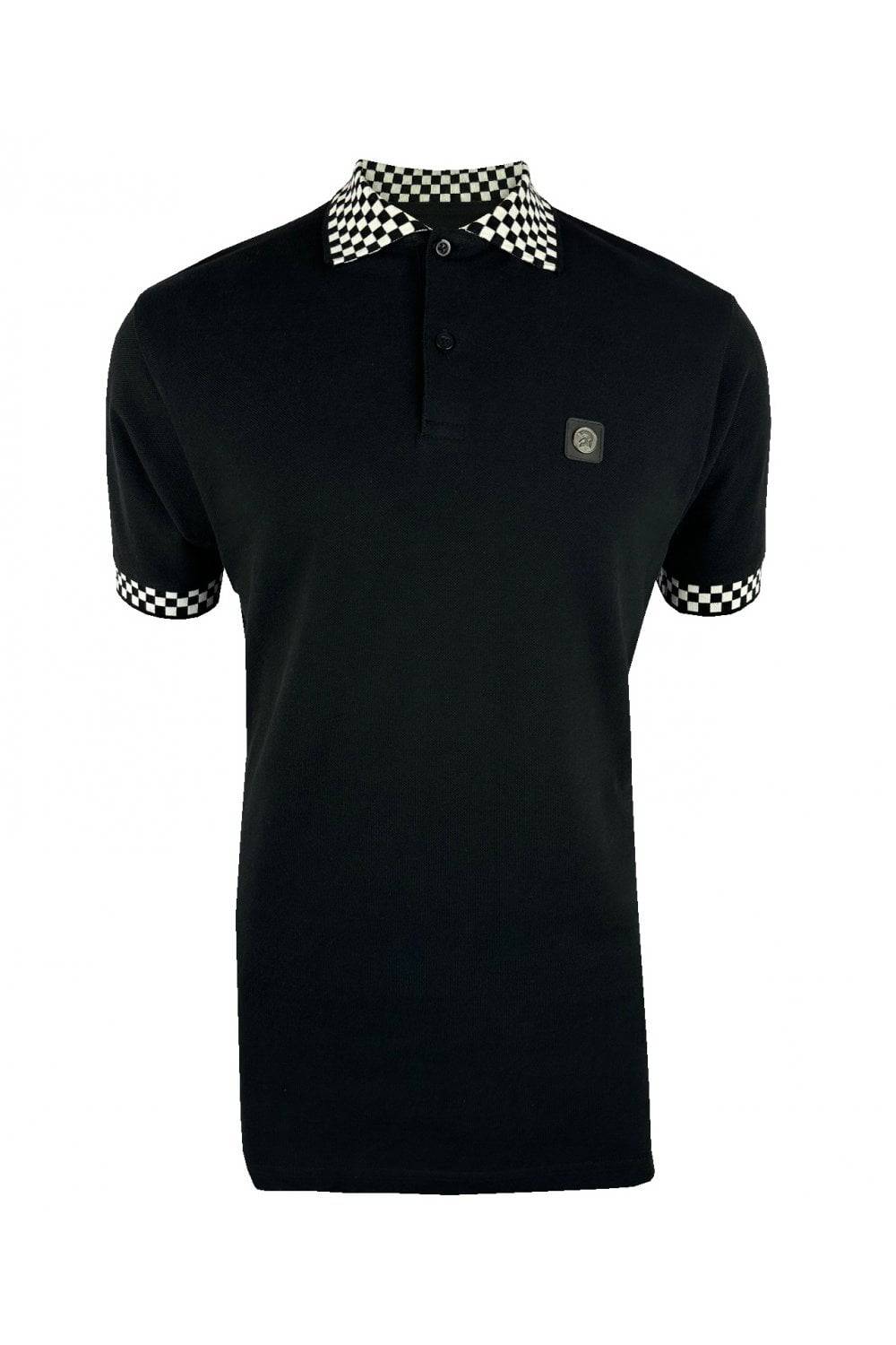 Trojan Chequerboard Trim Pique Polo Black