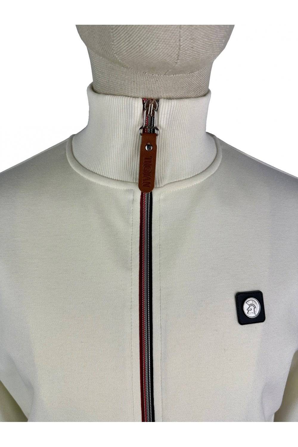 Trojan Chrome Zip Plain Track Top in Ecru - Image 2