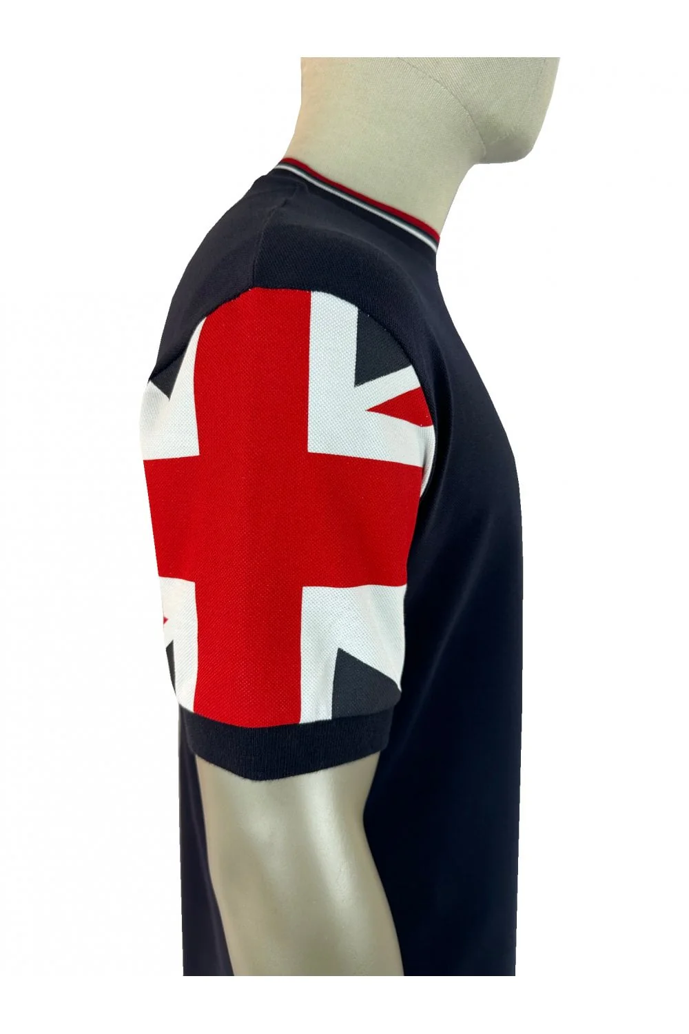 Trojan Flag Print Pique T-Shirt Navy - Image 2