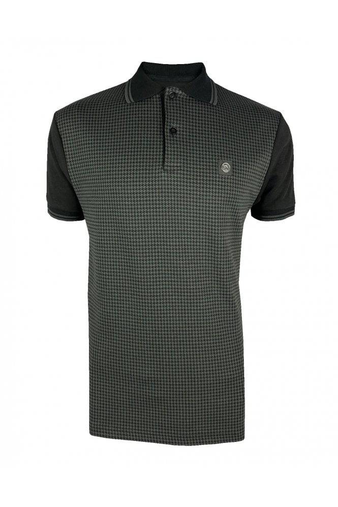 Trojan Houndstooth Panel Polo In Black TR/8934 - Image 2