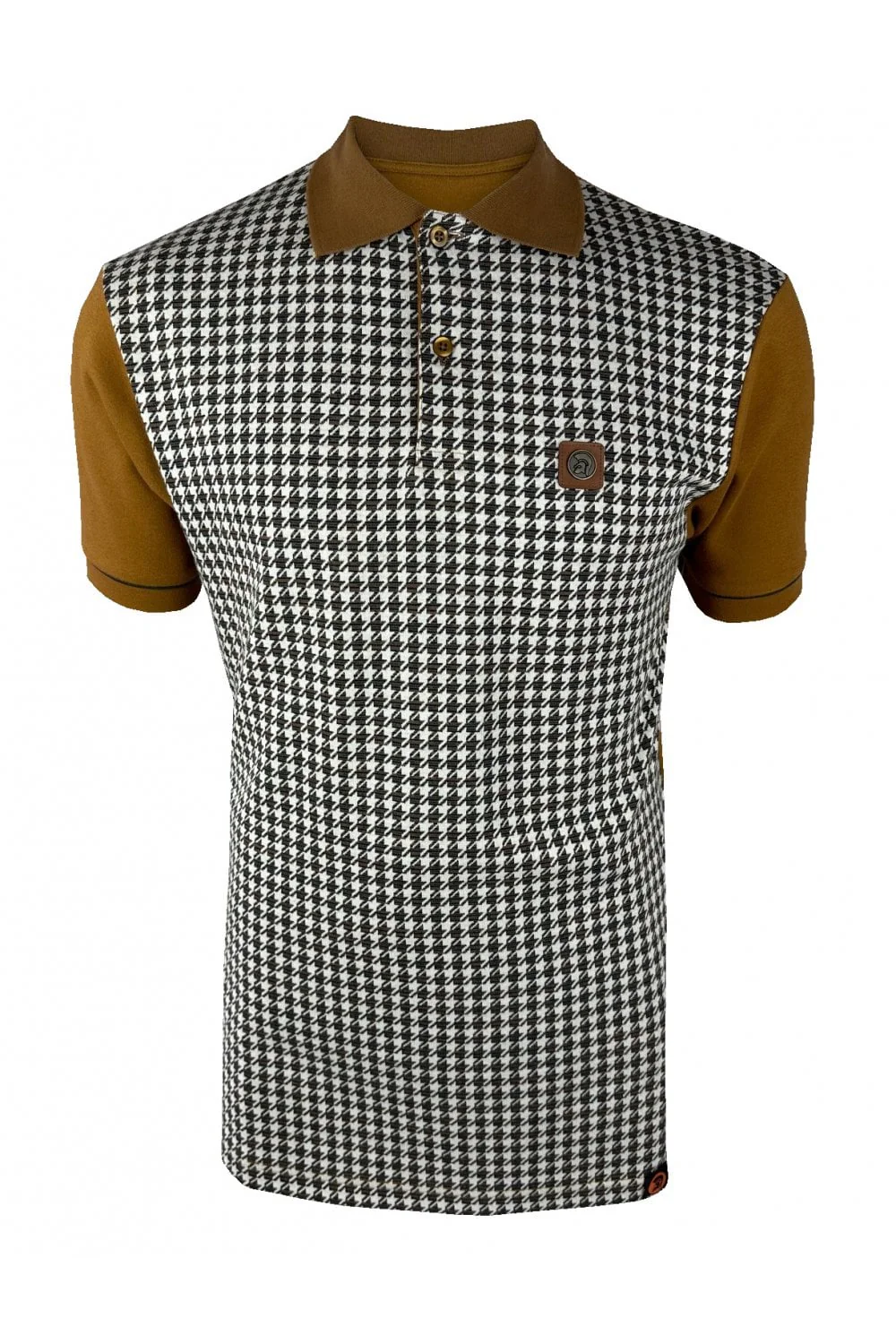 Trojan Houndstooth Panel Polo Tan