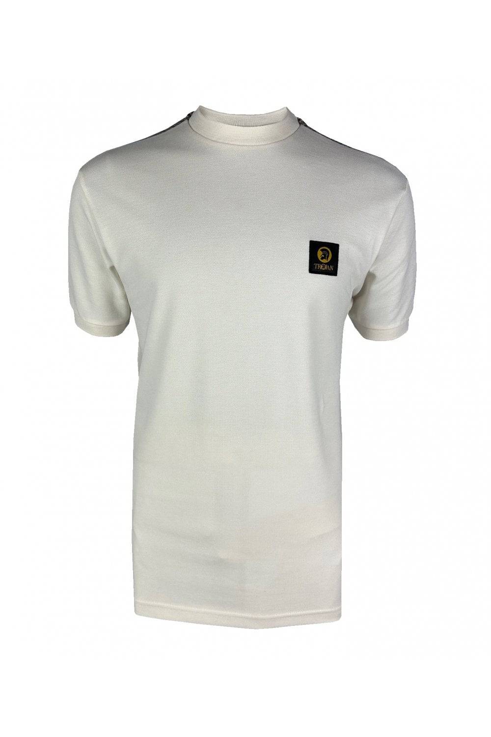 Trojan Houndstooth Trim Pique Tee In Ecru Tr/8942 - Image 3