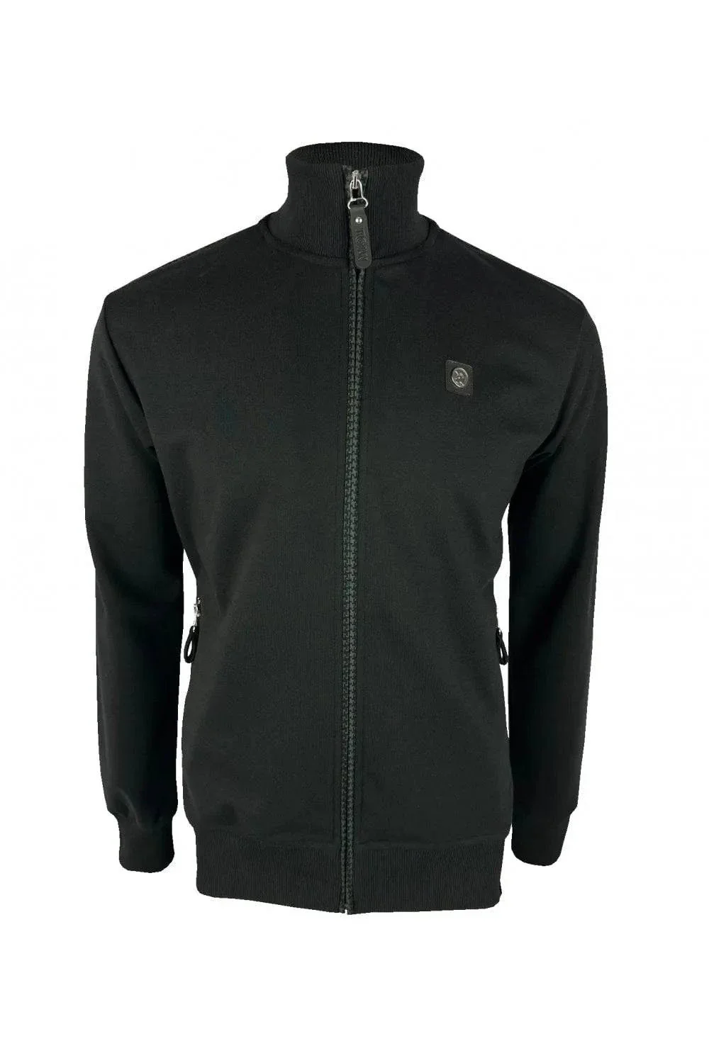 Trojan Houndstooth Trim Track Top In Black TR/8904