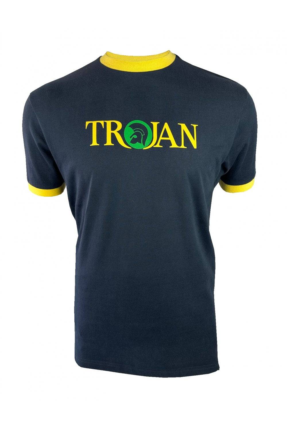 Trojan Logo Ringer T-Shirt Navy/Yellow