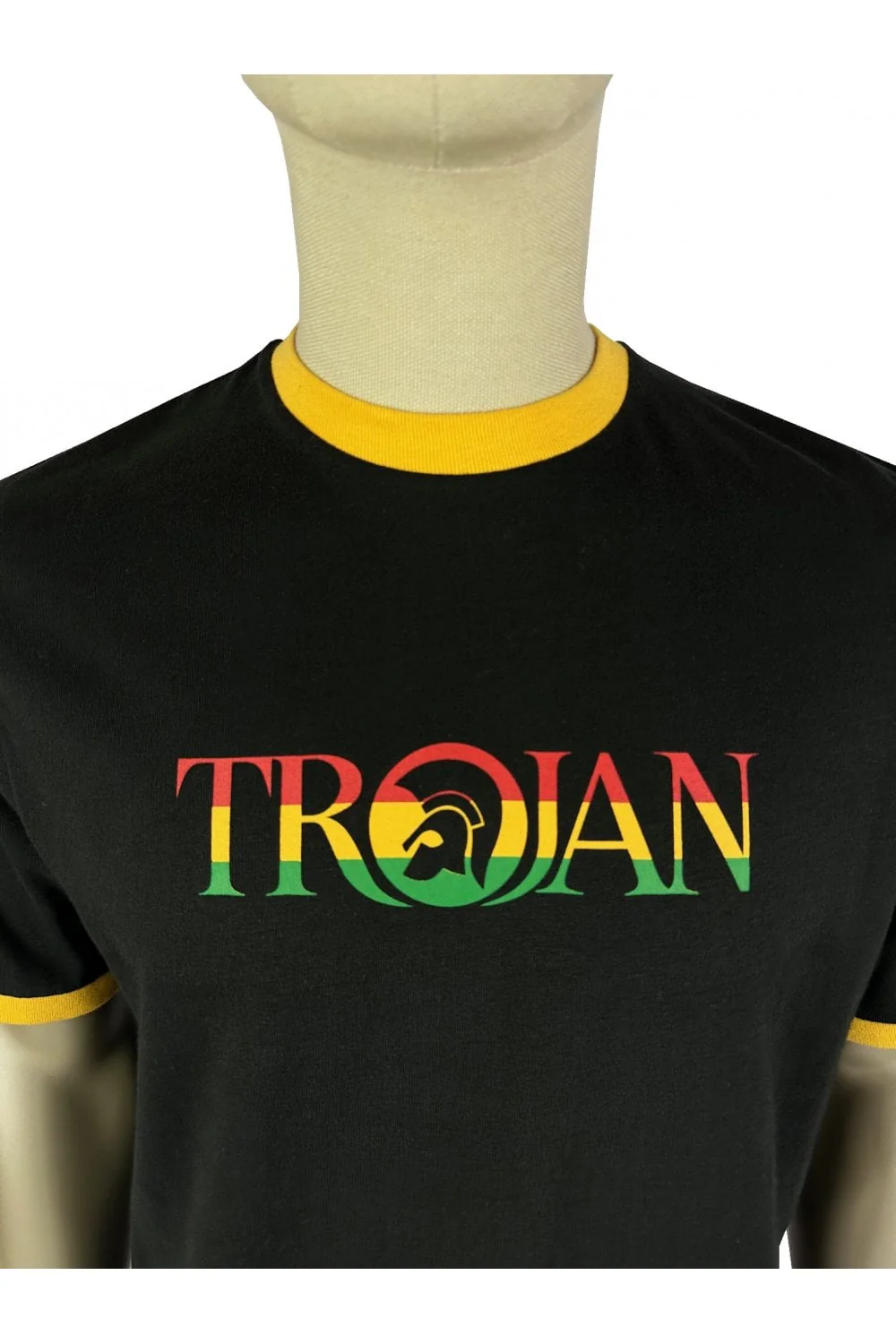 Trojan Logo Ringer Tee Rasta - Image 2