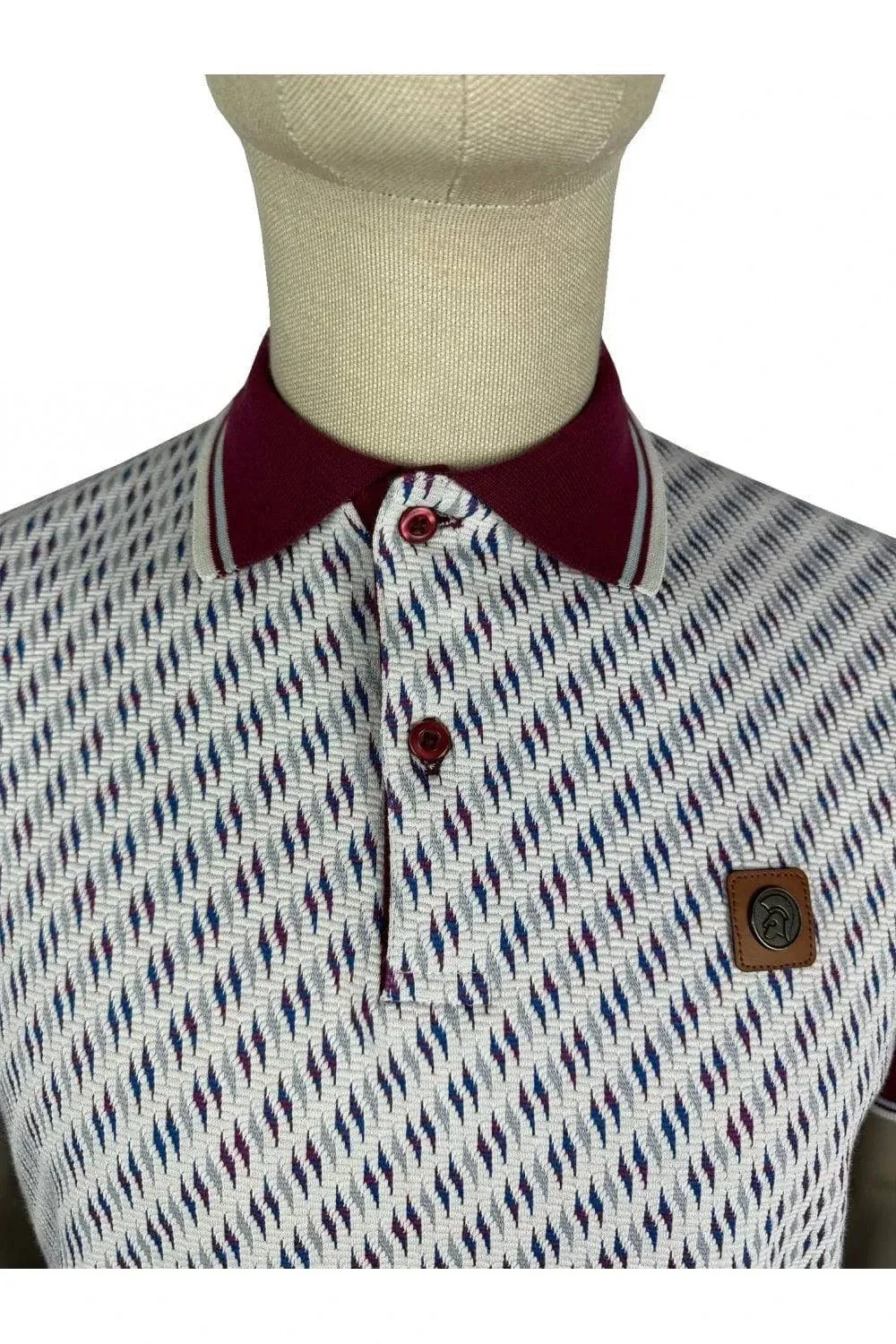 Trojan Ottoman Jacquard Panel Polo In Port - Image 3