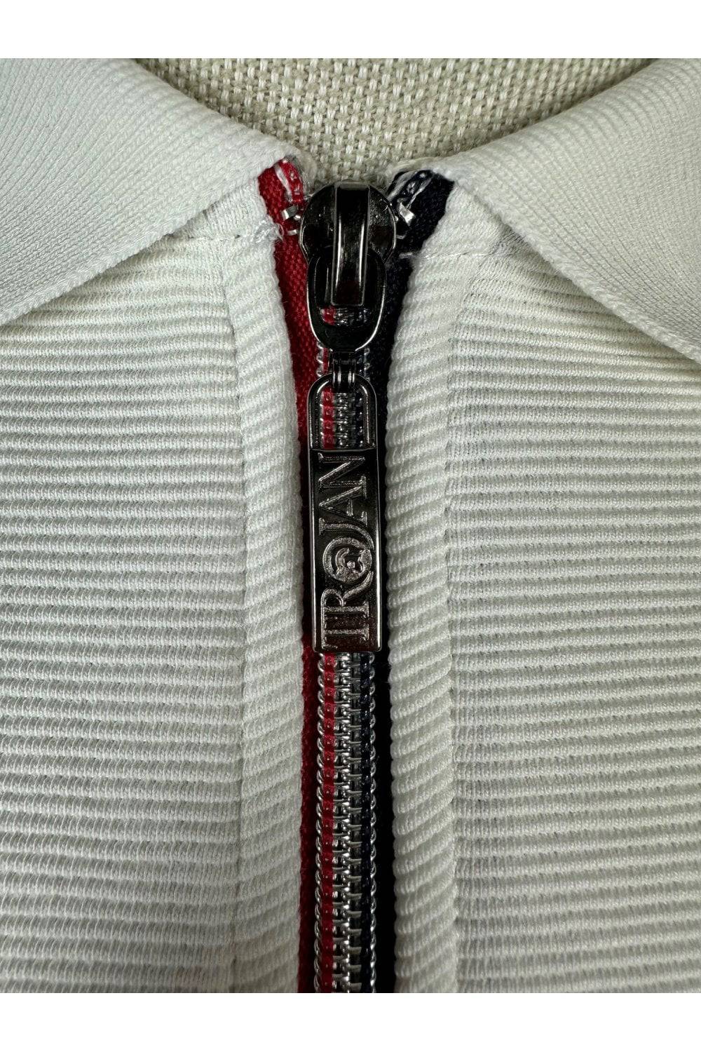 Trojan Ottoman Rib Zip Polo in Ecru - Image 3
