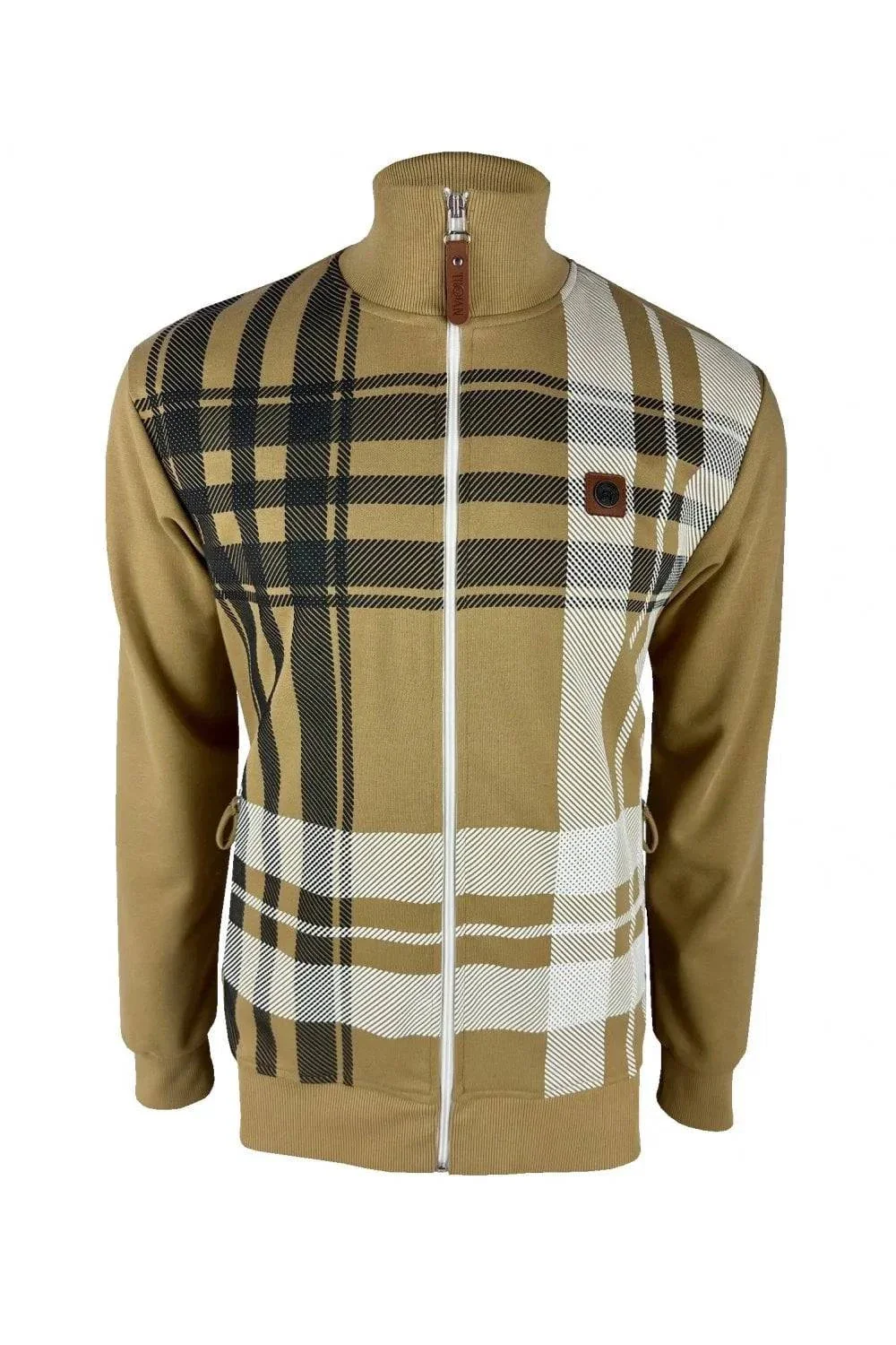 Trojan Oversize Check Track Top In Camel TR/8902