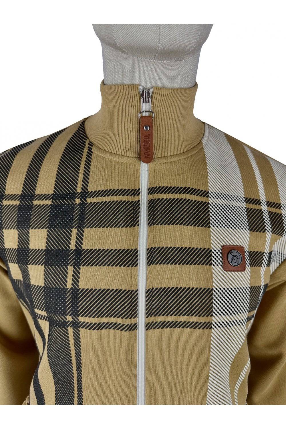 Trojan Oversize Check Track Top In Camel TR/8902 - Image 3