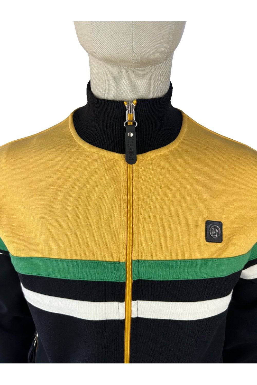 Trojan Panel Stripe Track Top Yellow/Black - Image 2