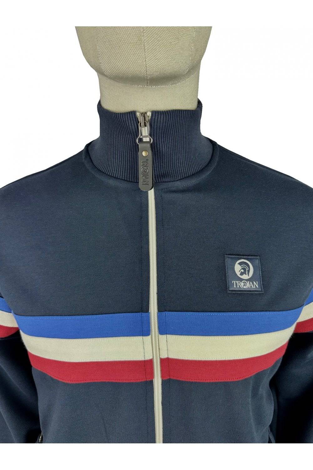 Trojan Retro Stripe Track Top Navy - Image 2