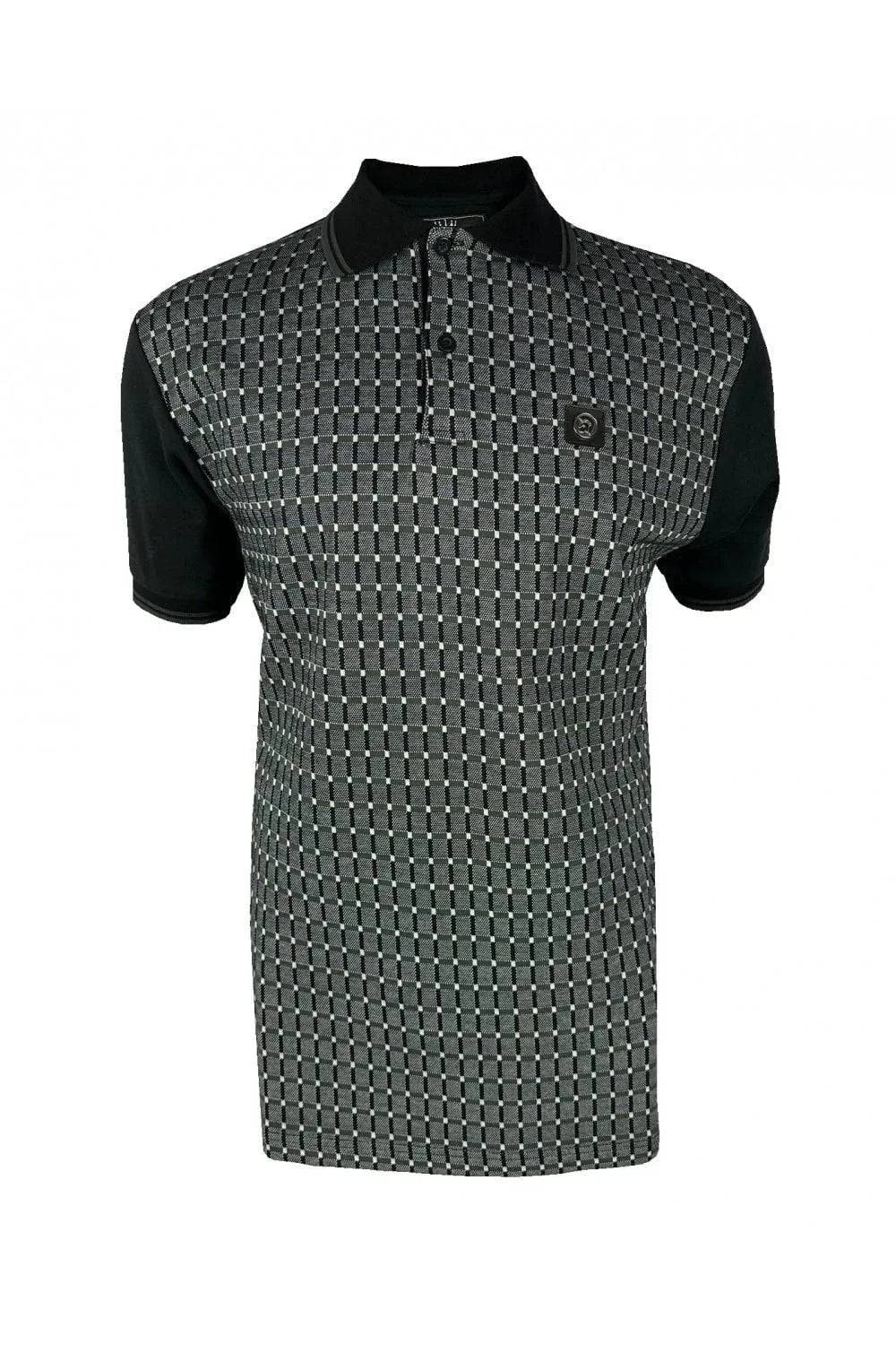 Trojan Squares Panel Polo In Black TR/8922