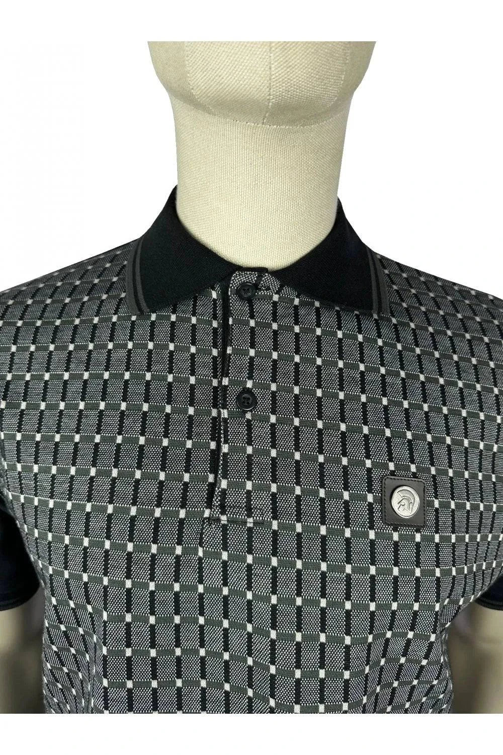 Trojan Squares Panel Polo In Black TR/8922 - Image 2