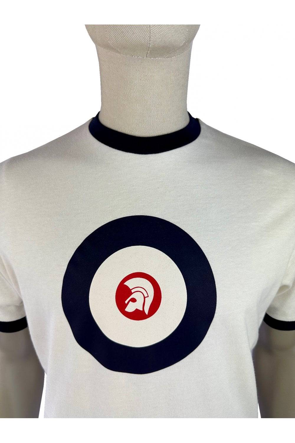 Trojan Target Ringer T-shirt Ecru - Image 2