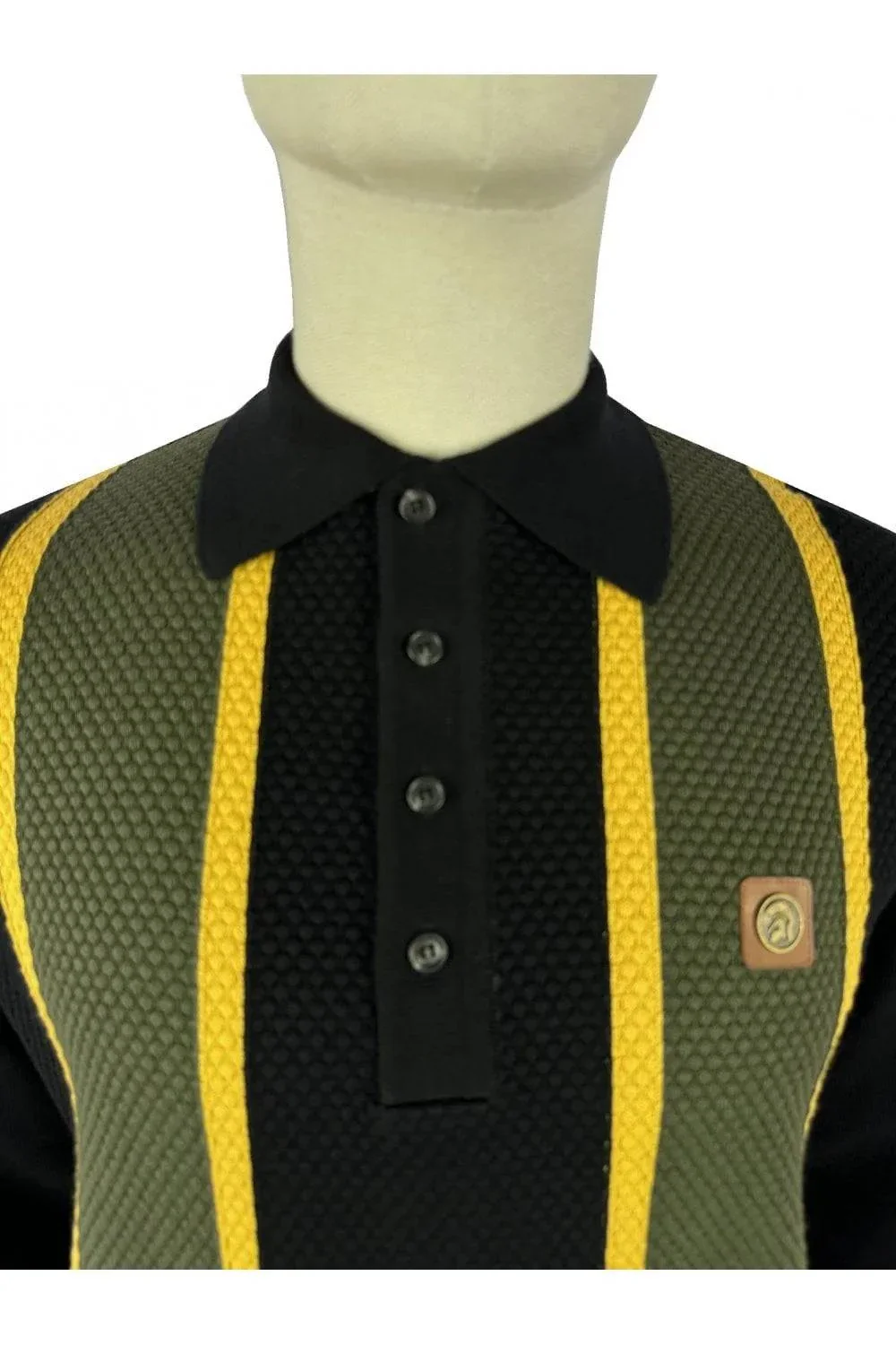 Trojan Textured Stripe Panel L/S Polo TR/8918 - Image 2