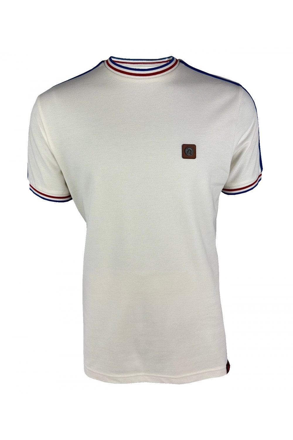 Trojan Three Colour Tipped Pique T-shirt Ecru