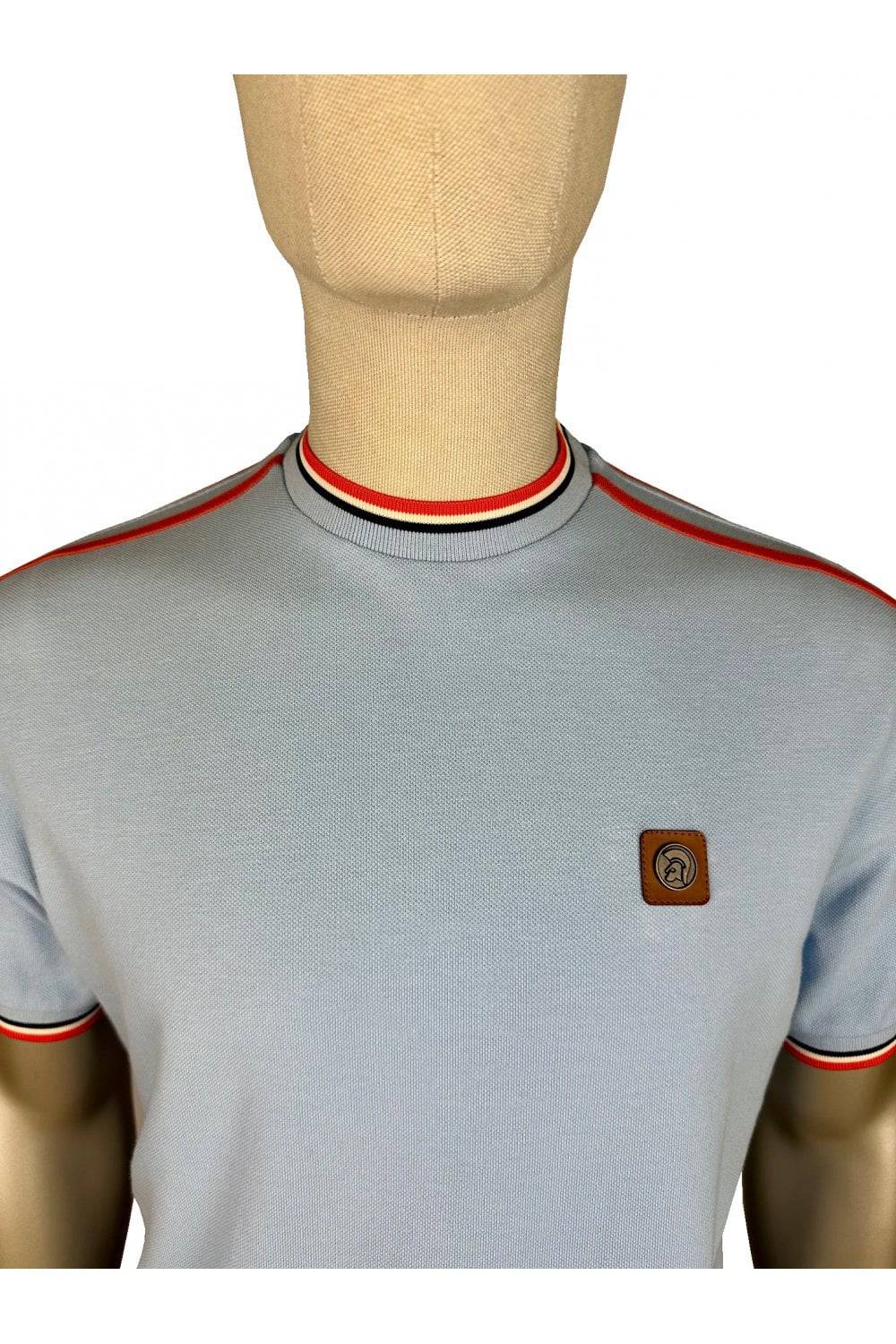 Trojan Three Colour Tipped Pique T-shirt in Powder - Image 2