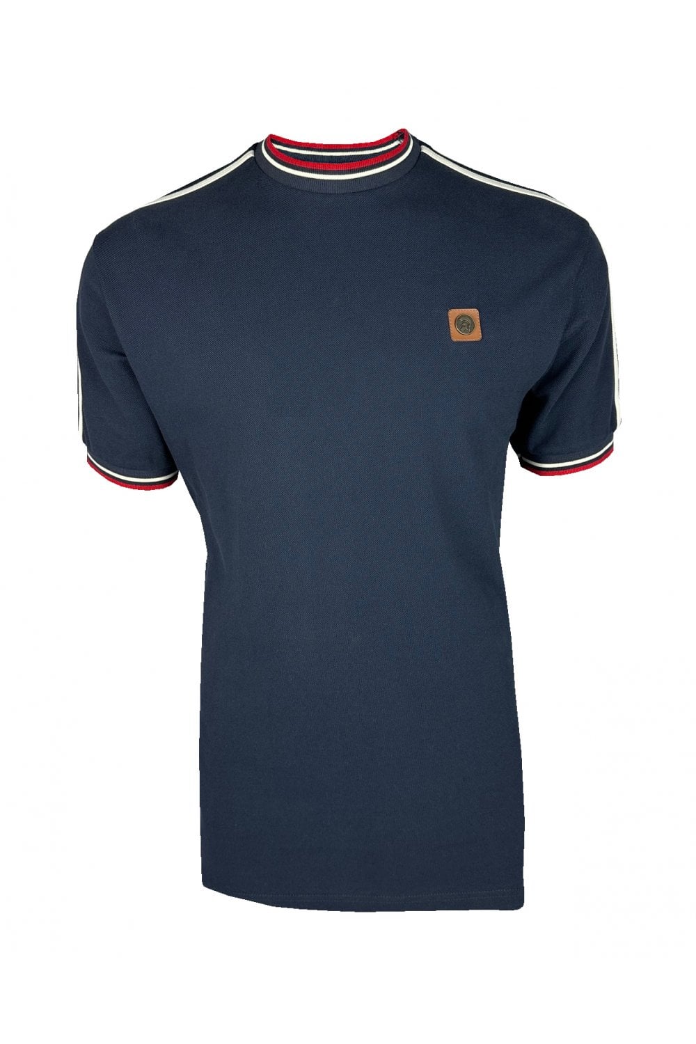 Trojan Three Colour Tipped Pique T-shirt Navy