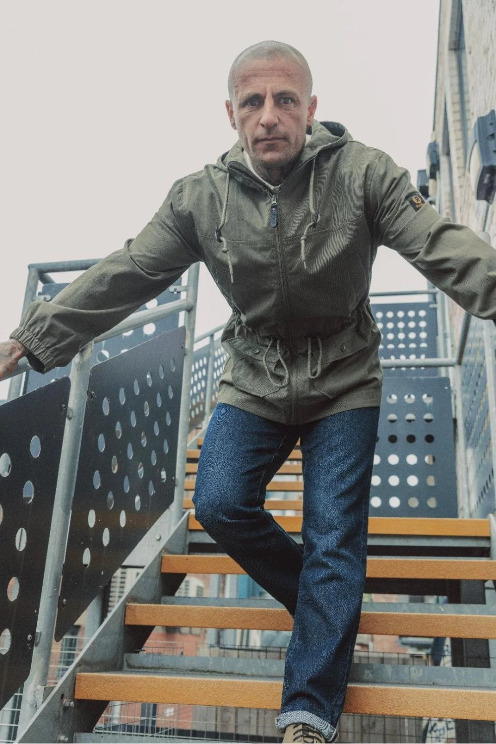 Trojan Twill Badged Parka Khaki - Image 2