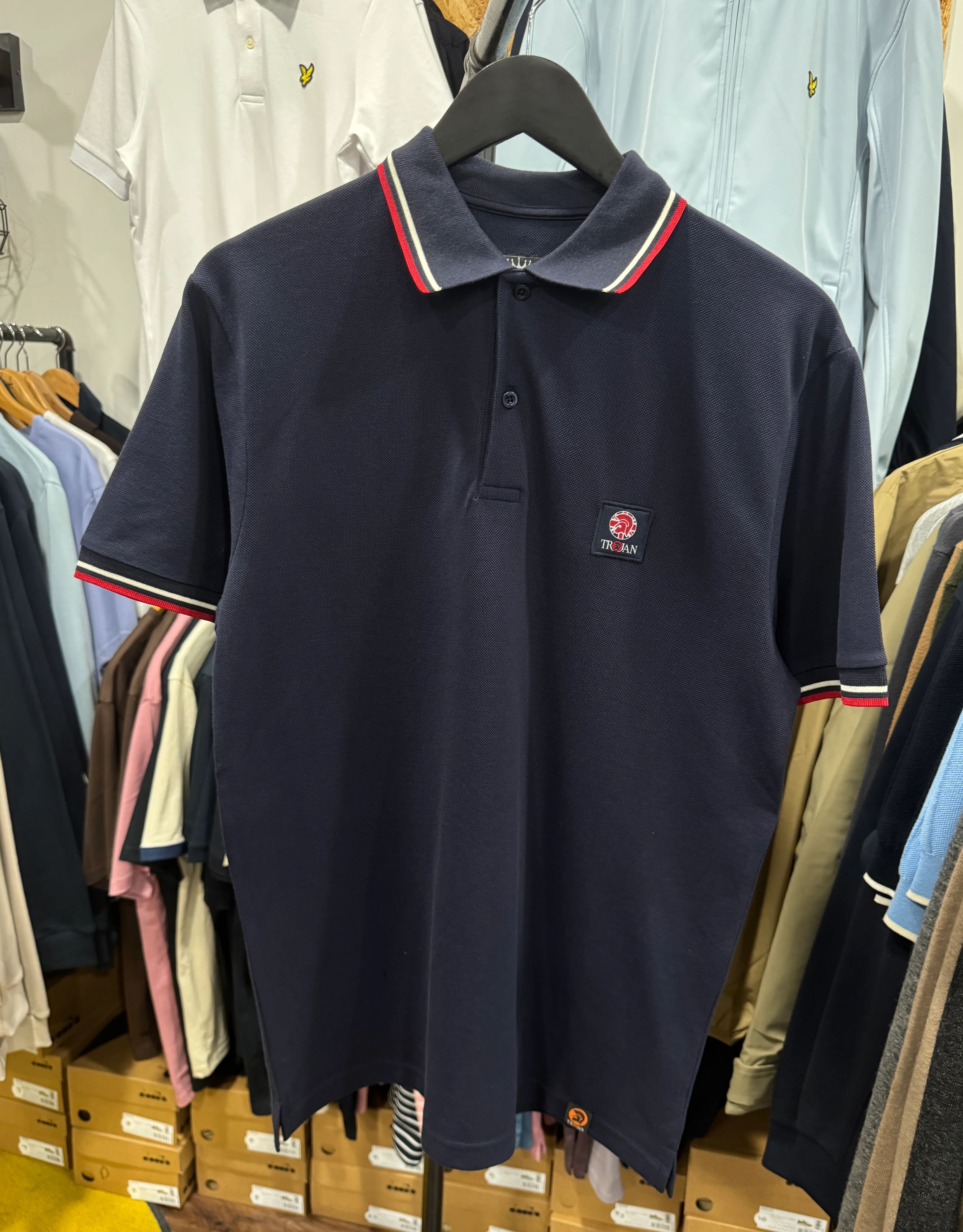 Trojan Twin Tipped Polo in Navy - Image 2