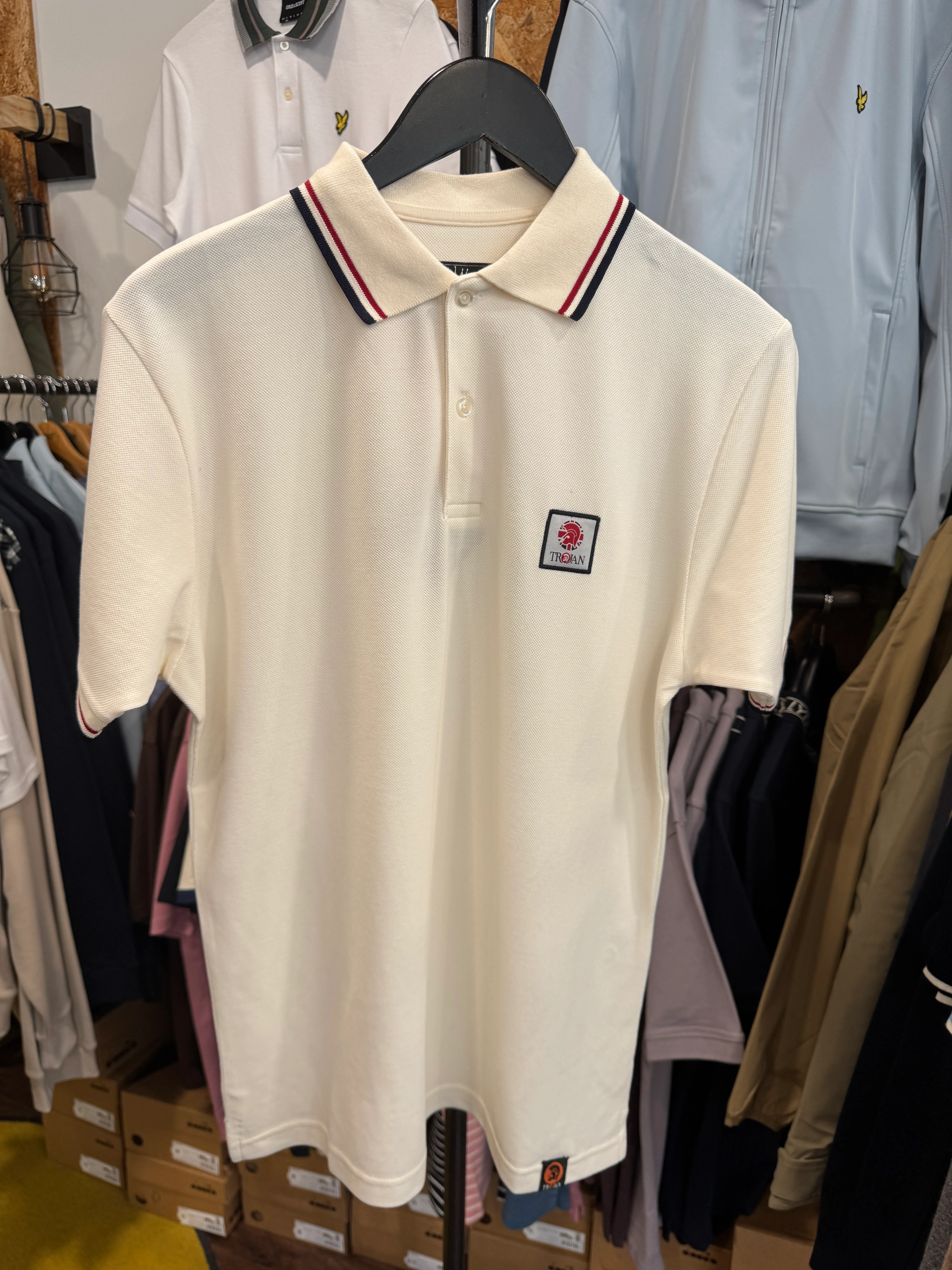 Trojan Twin Tipped Polo in White - Image 2