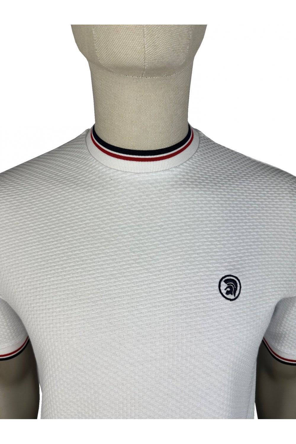 Trojan Twin Tipped Textured T-Shirt in White - Image 2