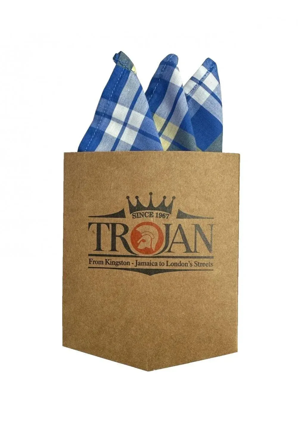 Trojan Windowpane Check S/S B/D Shirt In Cobalt - Image 3