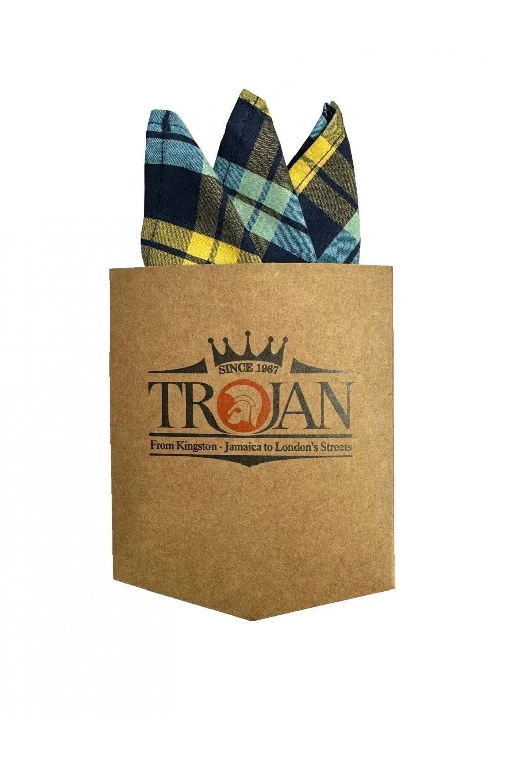 Trojan Windowpane Check S/S B/D Shirt In Navy - Image 3