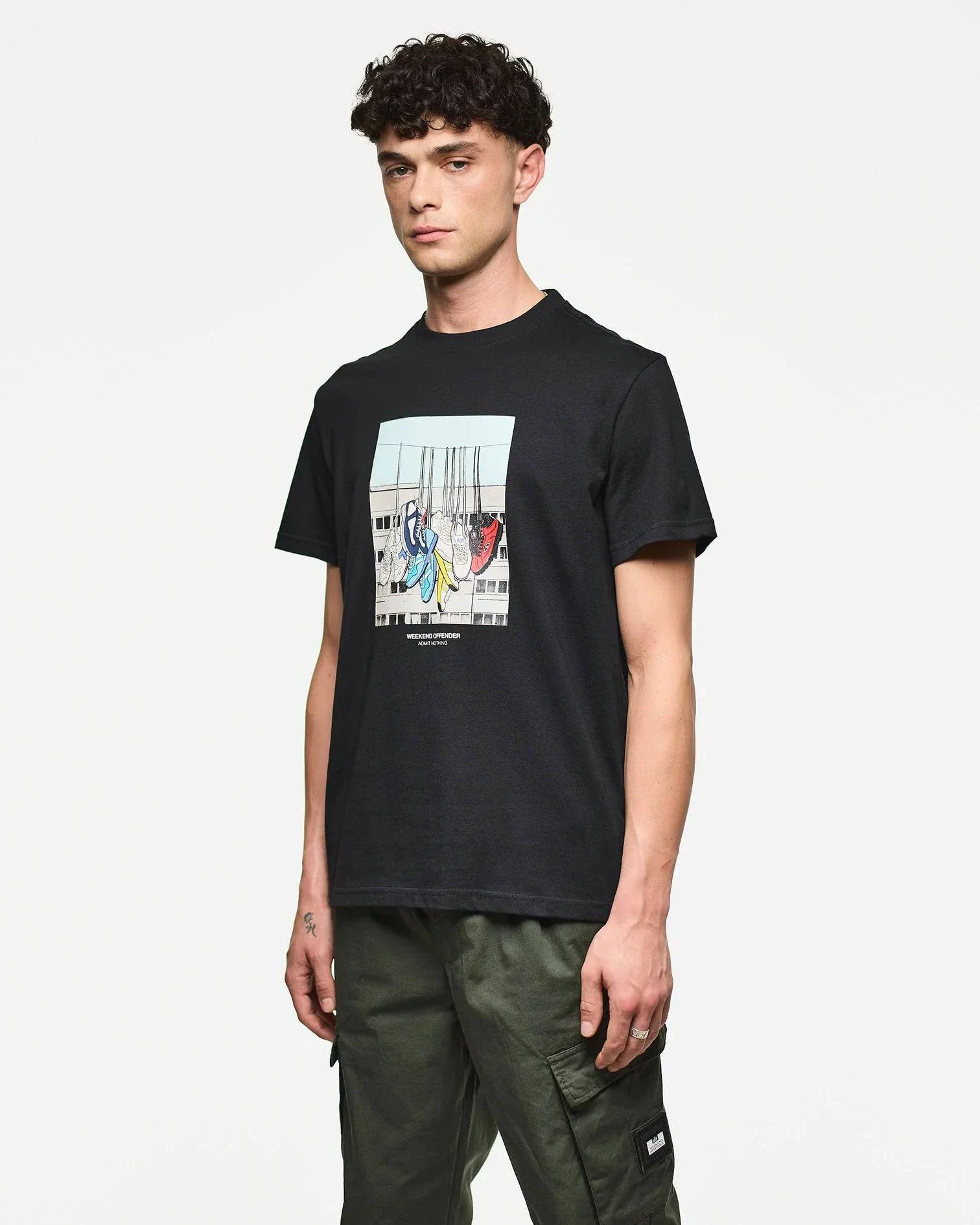 Weekend Offender Battle Lines Graphic T-Shirt Black - Image 3