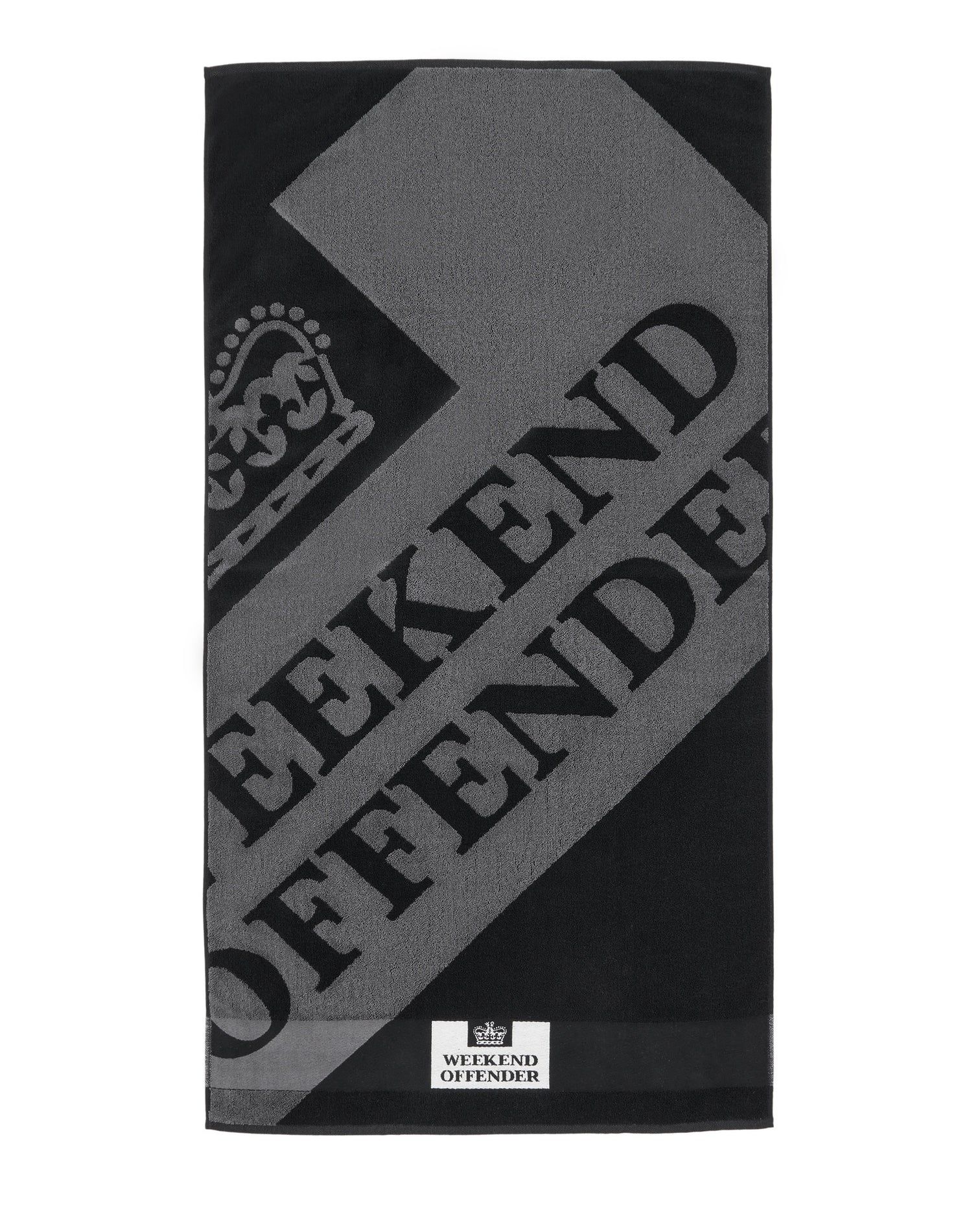 Weekend Offender Beach Towel Black/Grey Large Diagonal Logo Black