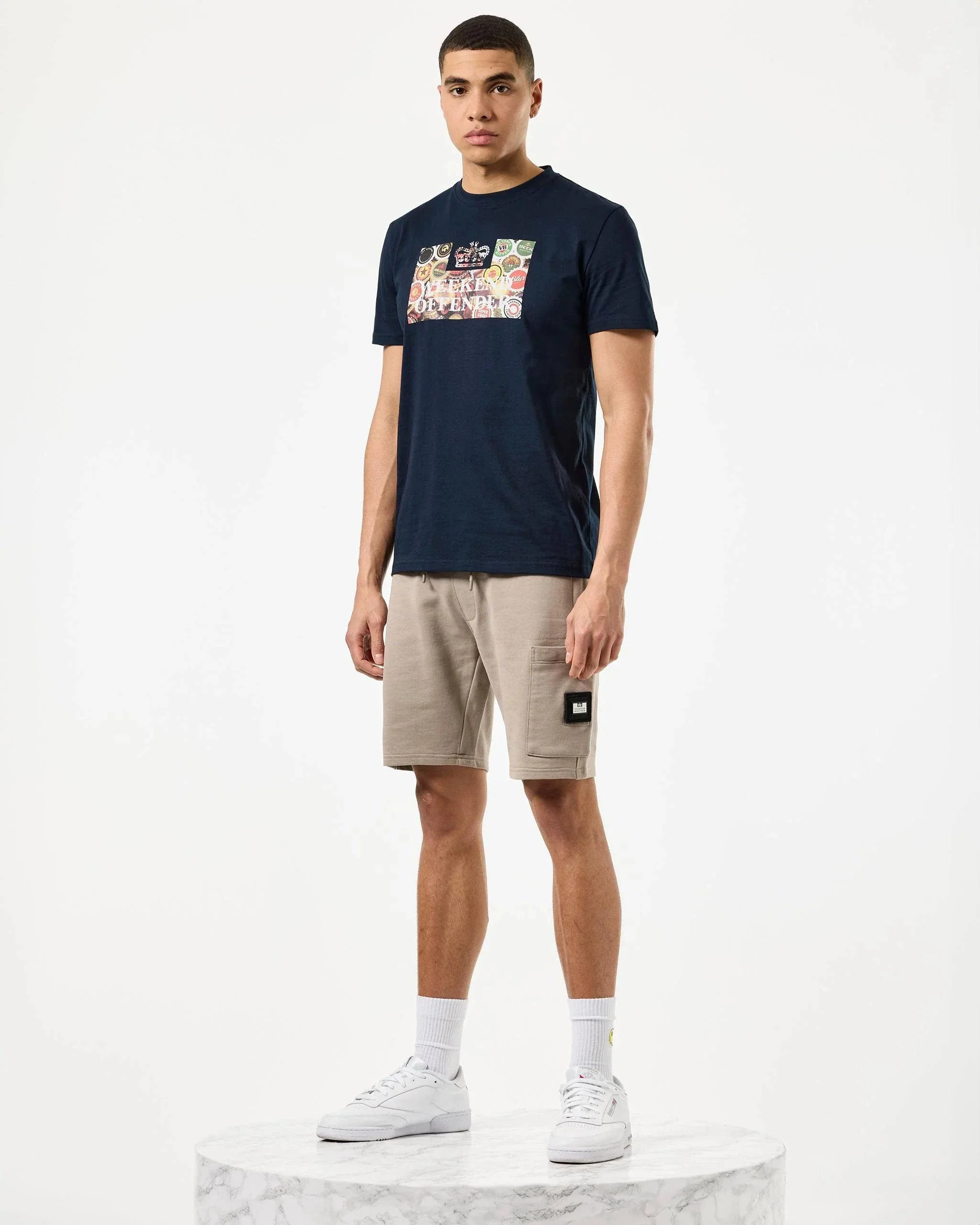 Weekend Offender Caps Graphic T-Shirt Navy - Image 2