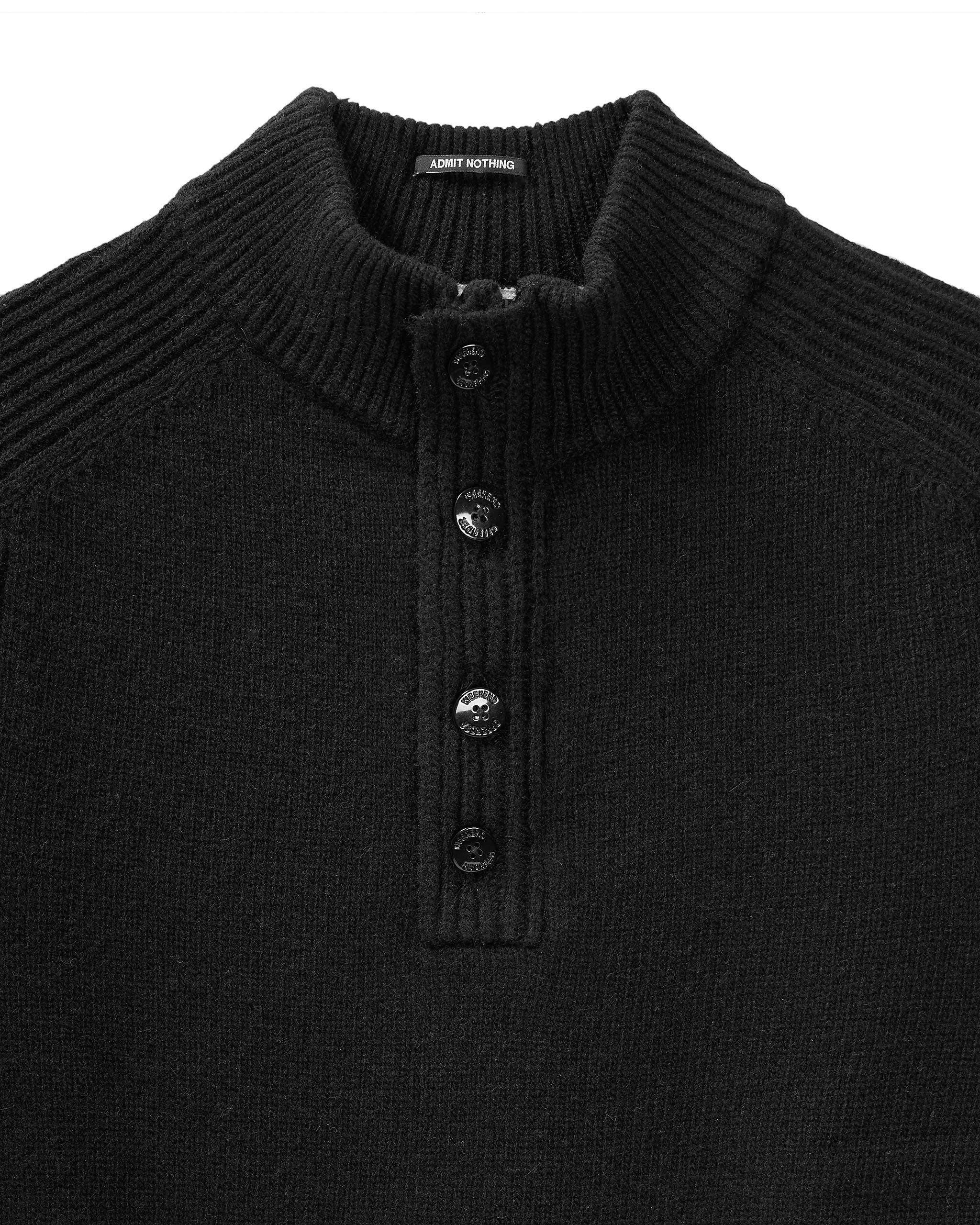 Weekend Offender Castillos Knitted Wool Quarter Neck Sweater Black - Image 2