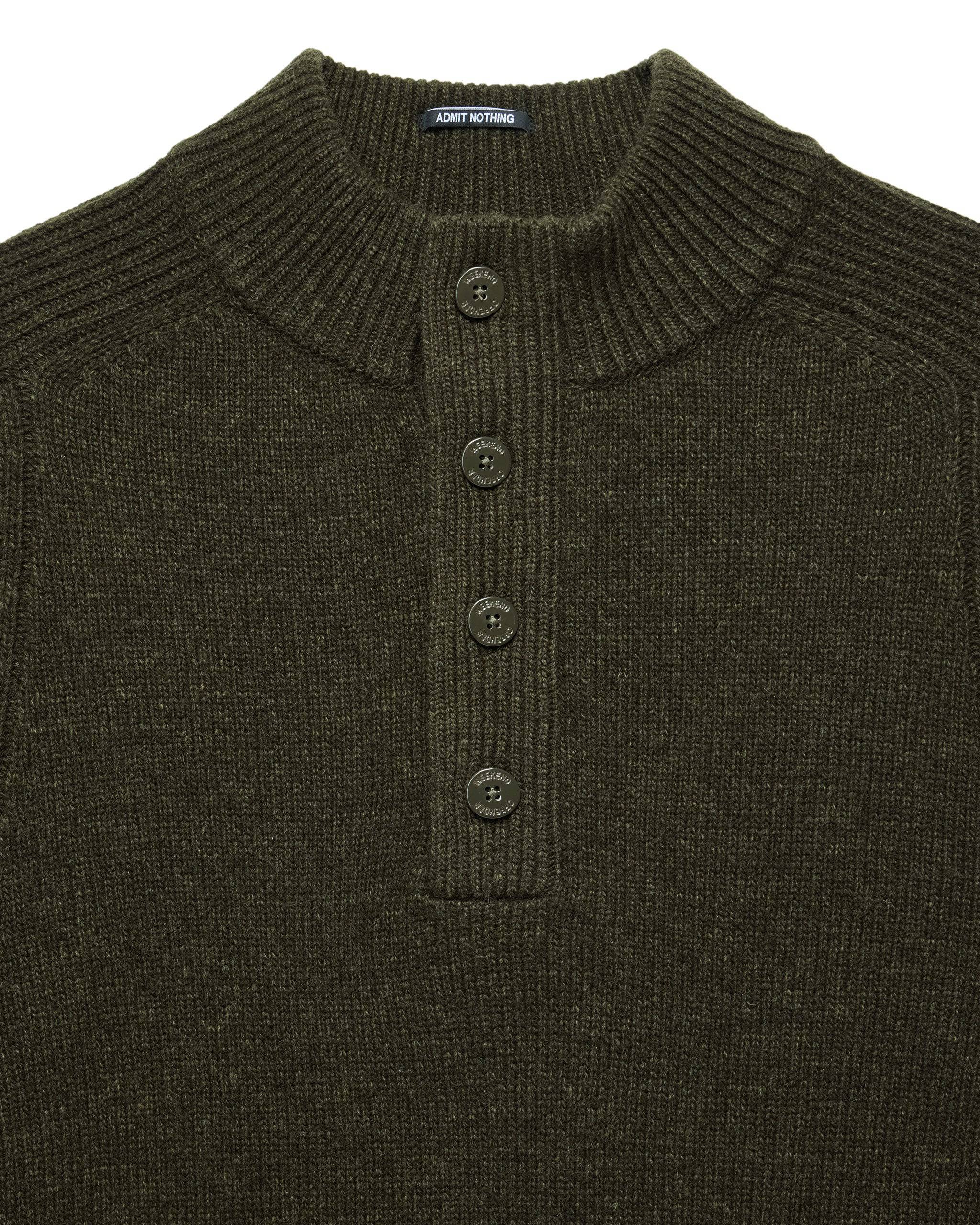 Weekend Offender Castillos Knitted Wool Quarter Neck Sweater Castle Green - Image 2