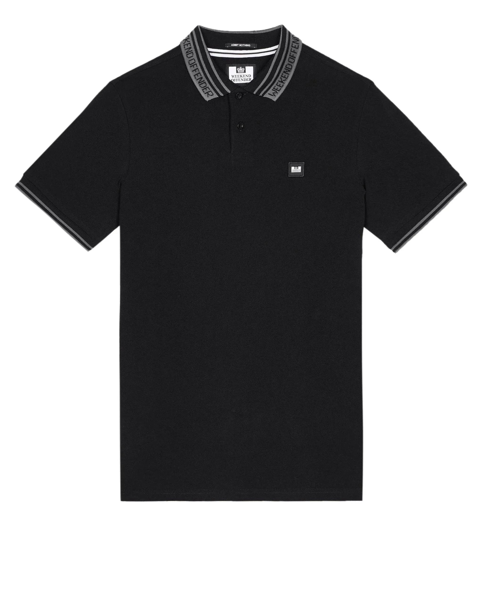 Weekend Offender Comas Polo Shirt Black/Zinc - Image 2