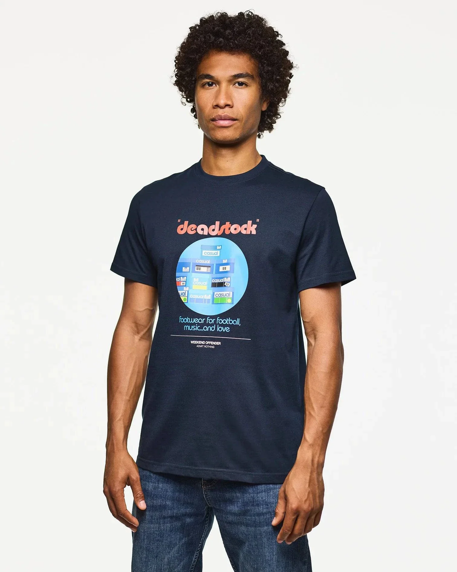 Weekend Offender Deadstock Graphic T-Shirt Navy - Image 2