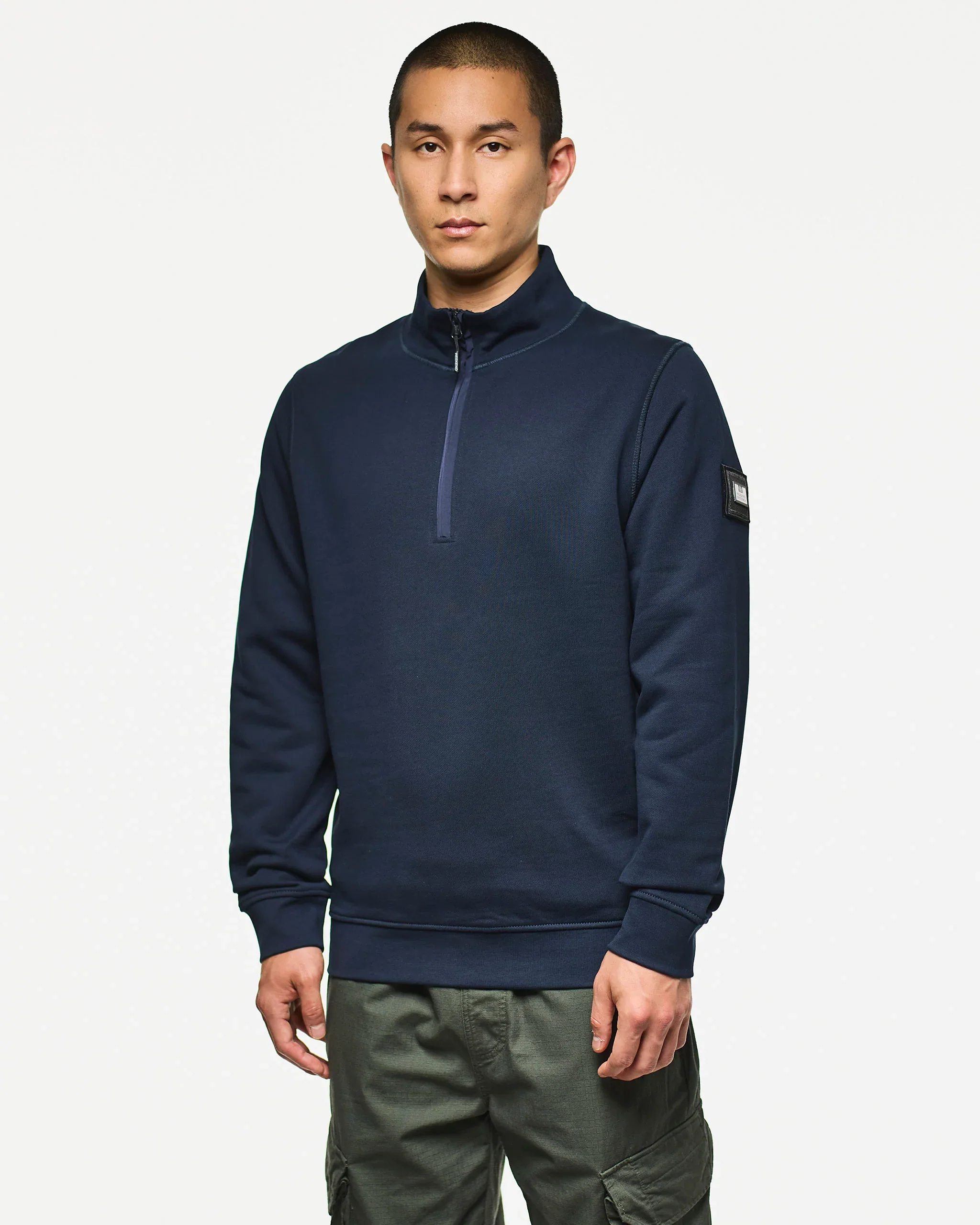 Weekend Offender Kraviz Quarter Zip Sweatshirt Navy - Image 3