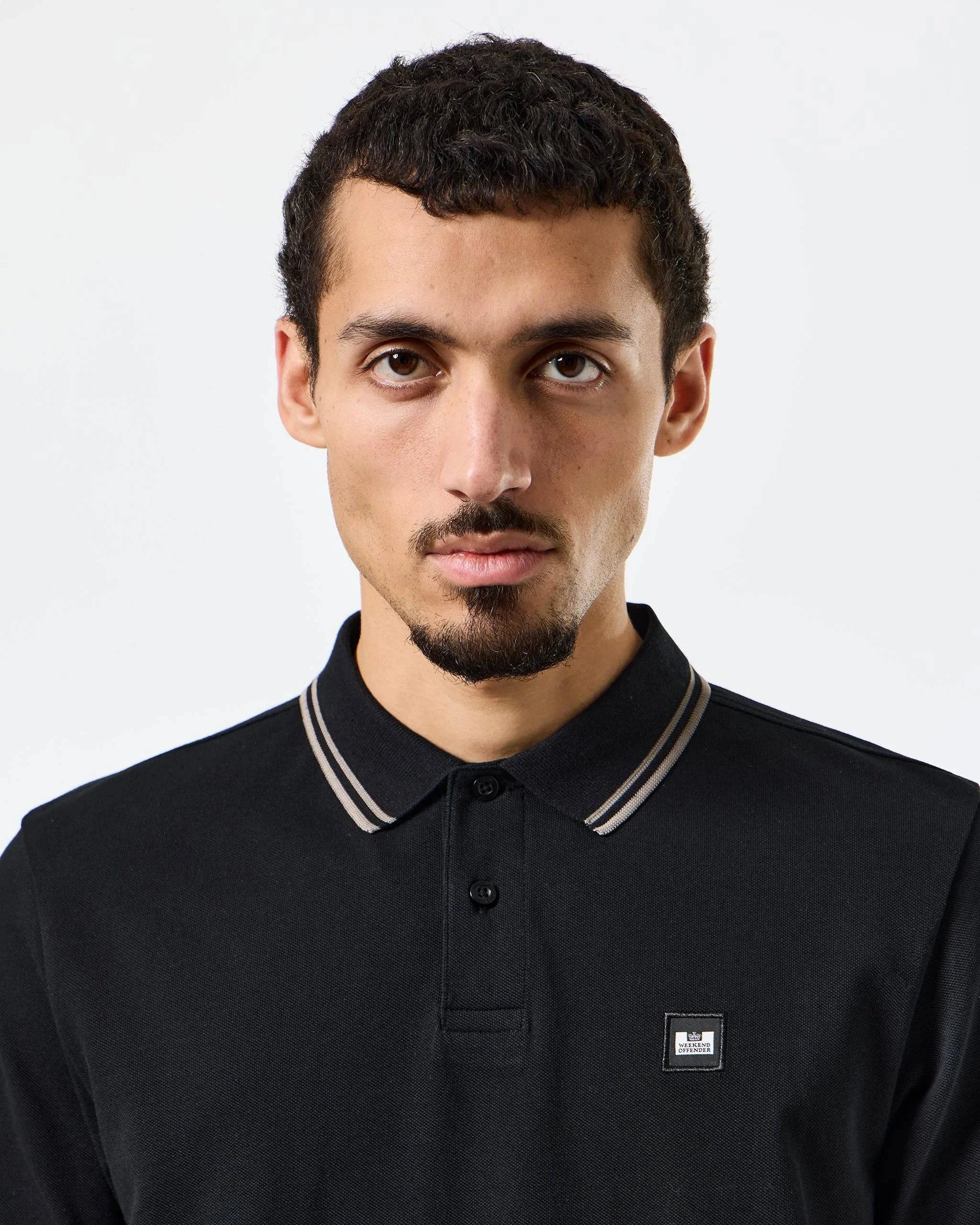 Weekend Offender Levanto Polo Shirt Black/Bark Brown - Image 3