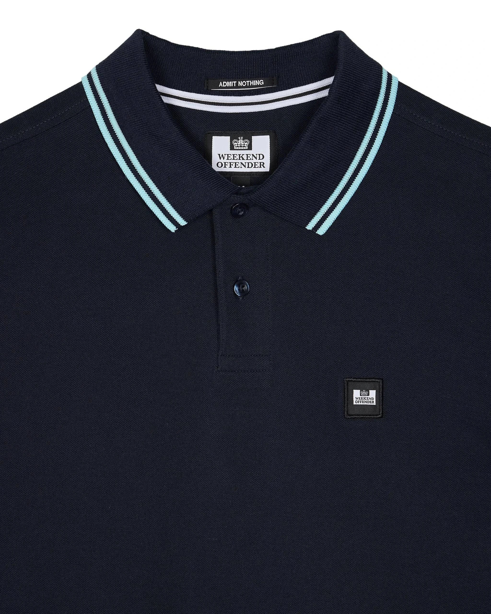 Weekend Offender Levanto Polo Shirt Navy/Saltwater Blue - Image 2