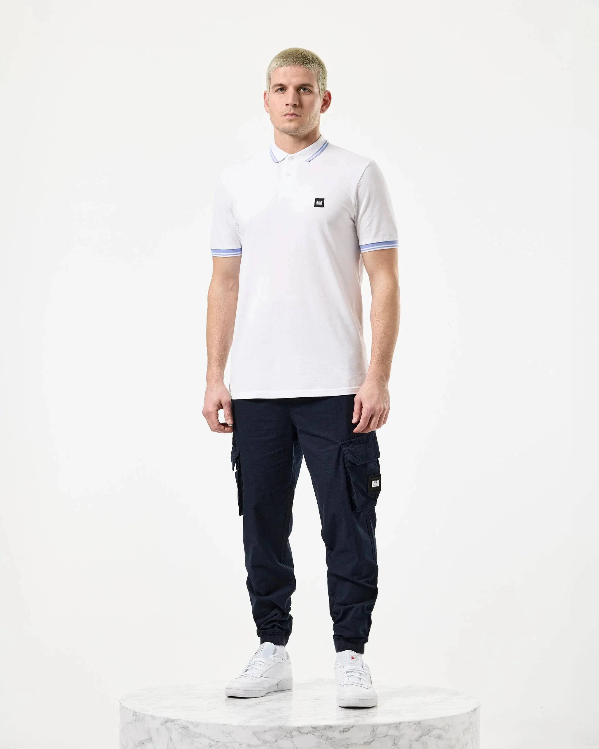 Weekend Offender Levanto Polo Shirt White/Cornflower Blue - Image 3