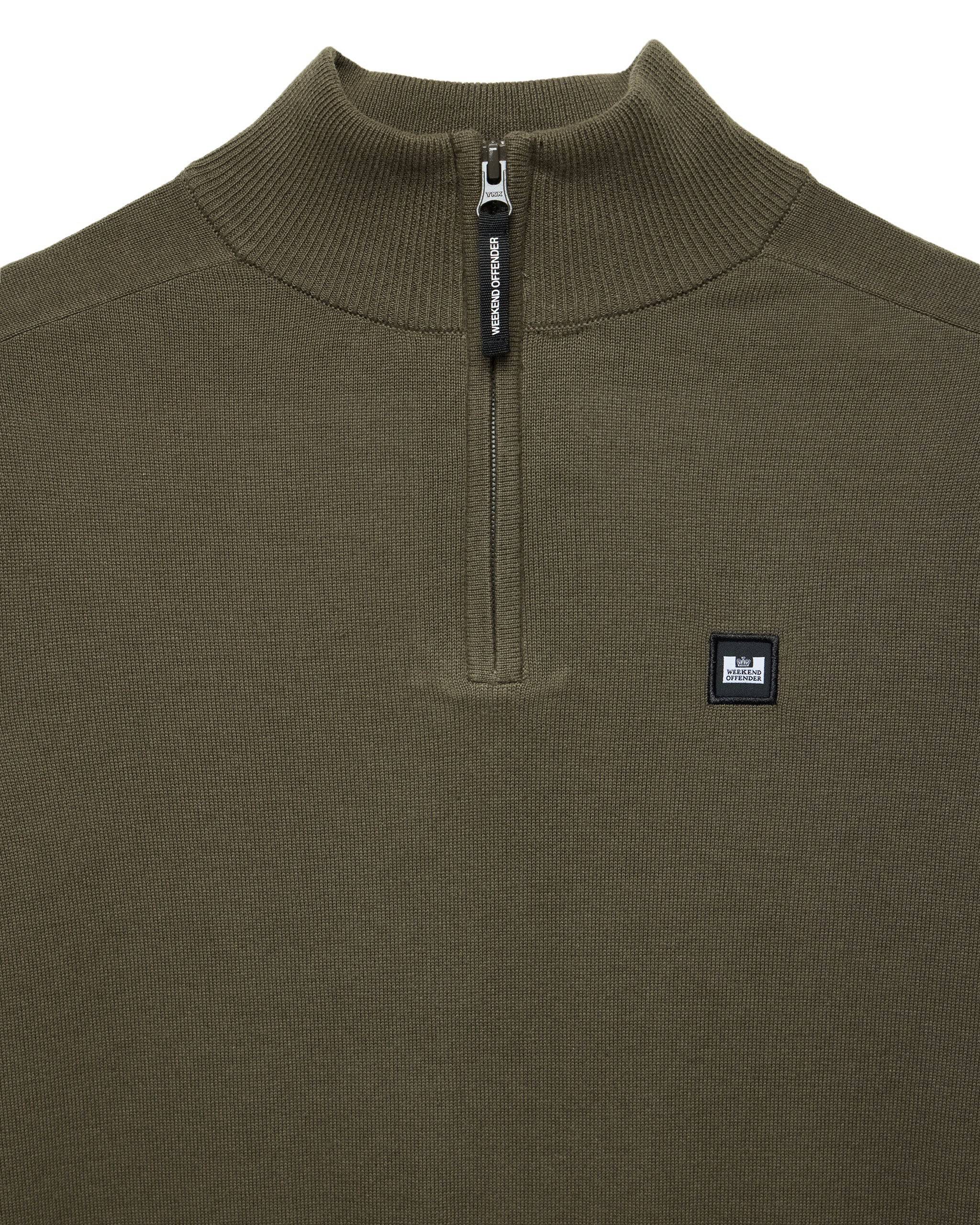 Weekend Offender Pierre Knitted Quarter Zip Green - Image 2