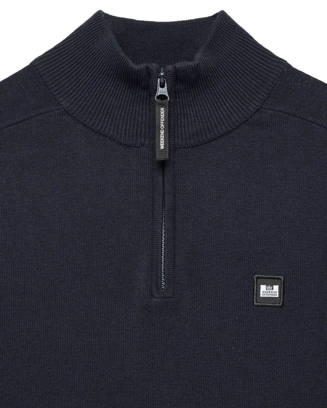 Weekend Offender Pierre Knitted Quarter Zip Navy - Image 2