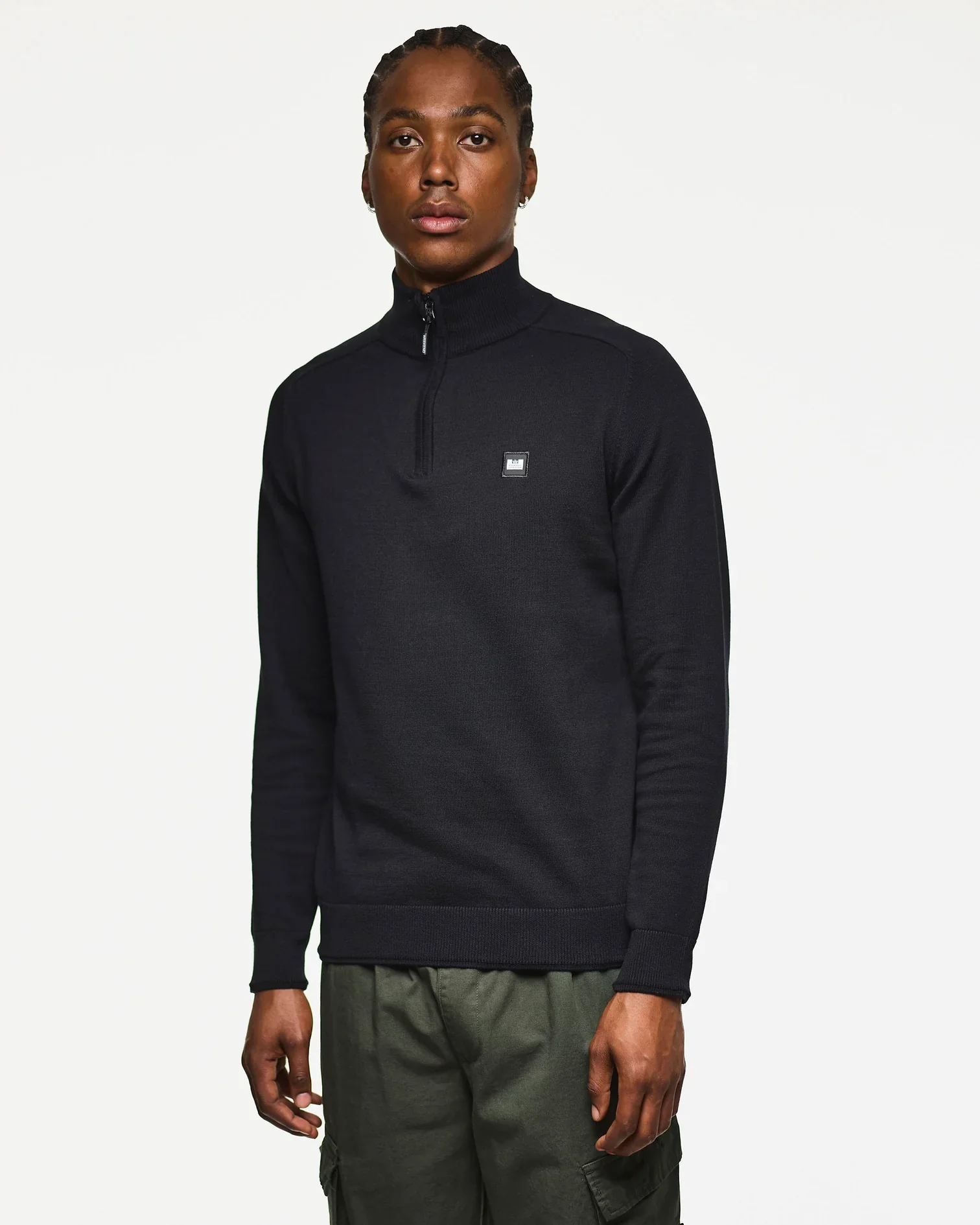 Weekend Offender Pierre Quarter Zip Jumper Black - Image 3