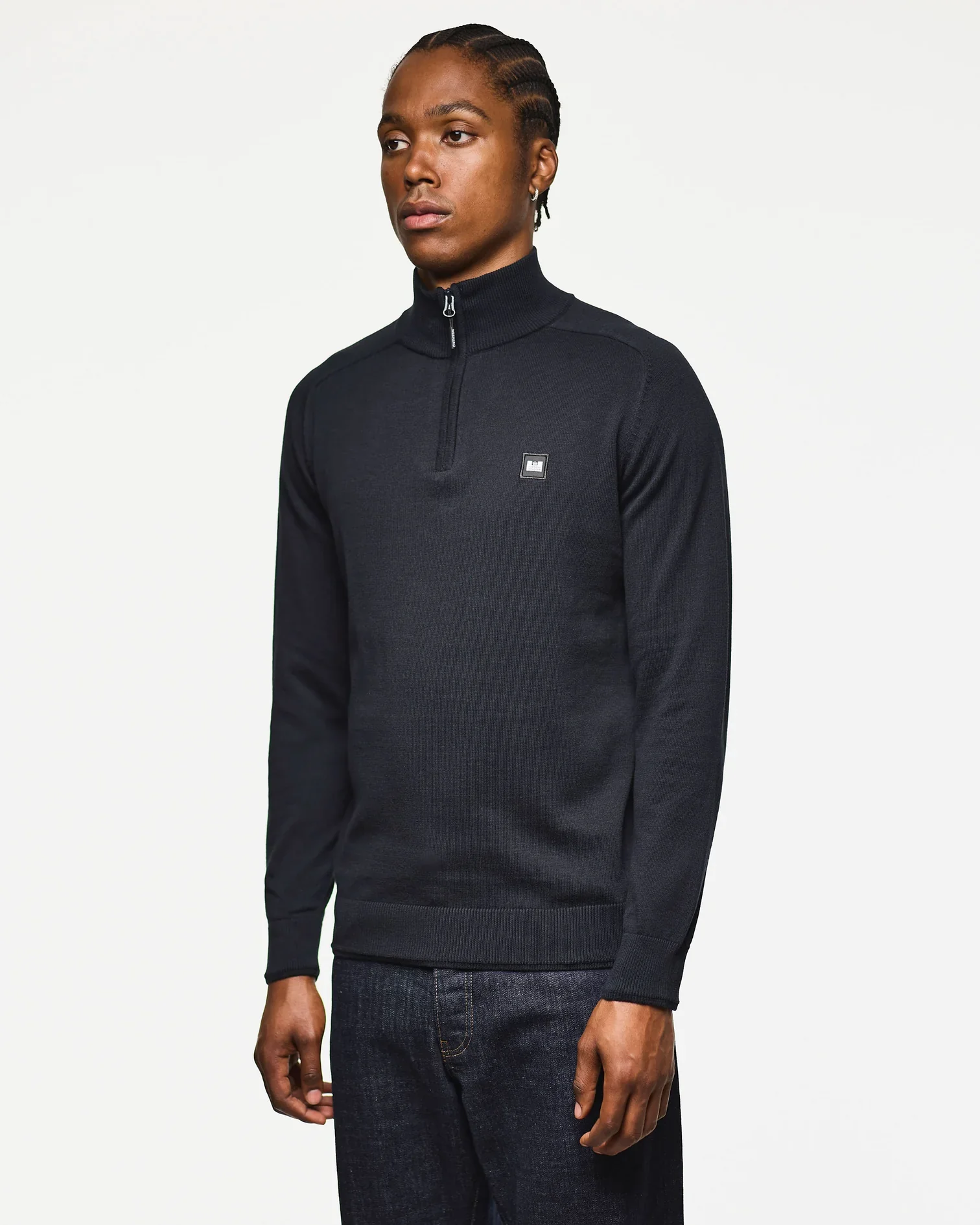 Weekend Offender Pierre Quarter Zip Jumper Navy - Image 2
