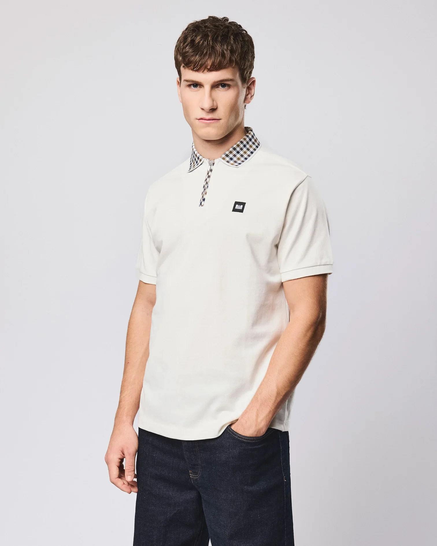 Weekend Offender Tipasa Jacquard Rib Polo Ghost - Image 3