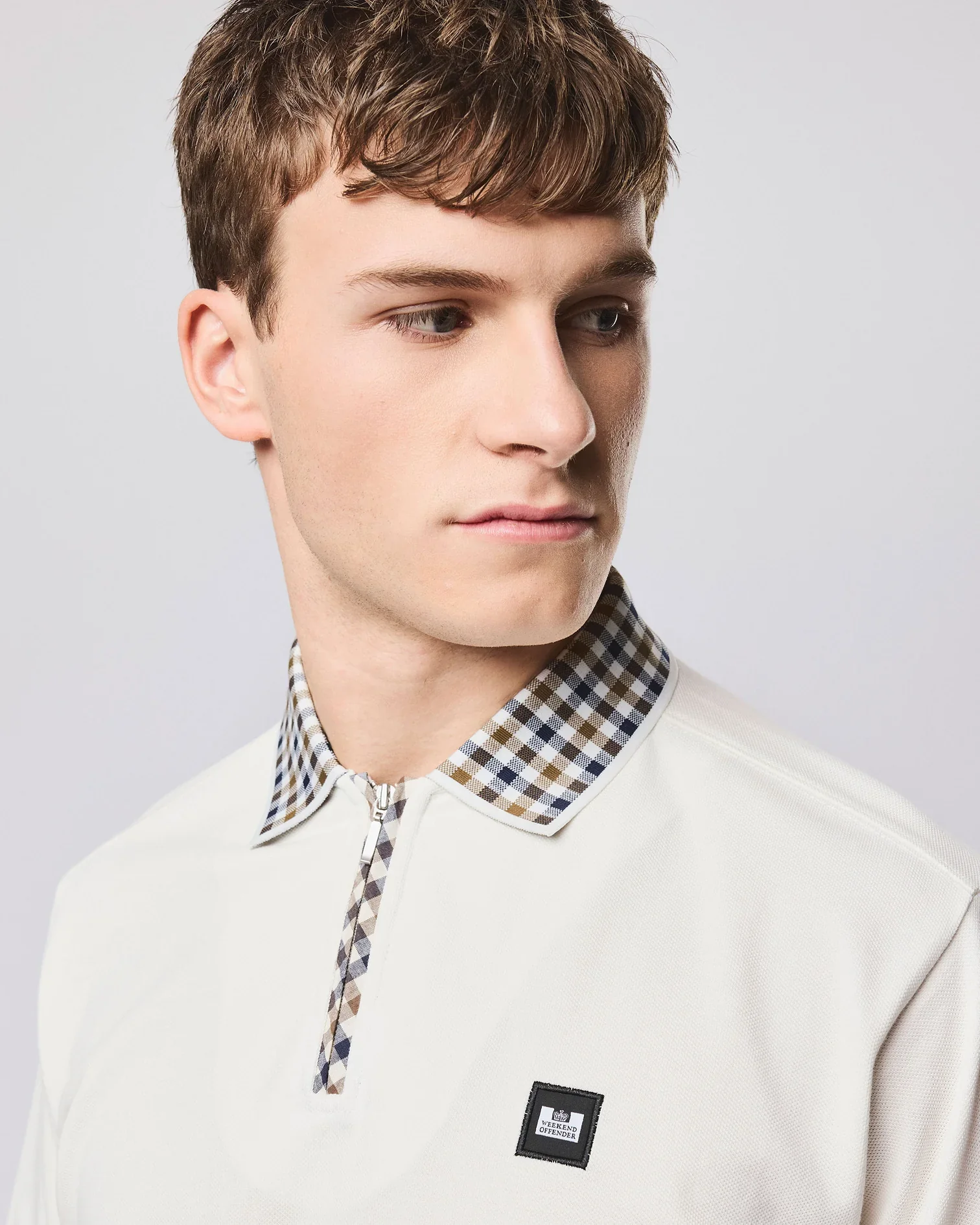 Weekend Offender Tipasa Jacquard Rib Polo Ghost - Image 4