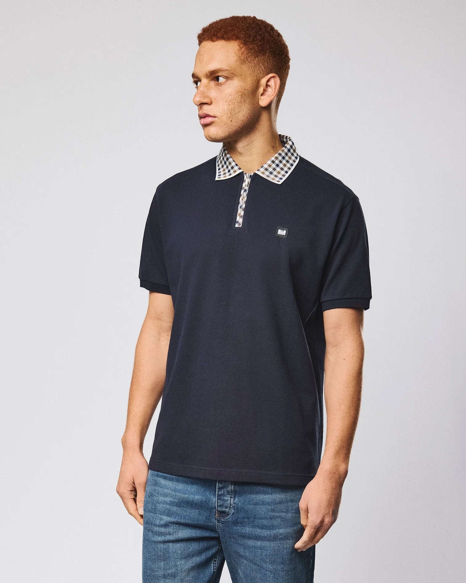 Weekend Offender Tipasa Jacquard Rib Polo Navy - Image 3