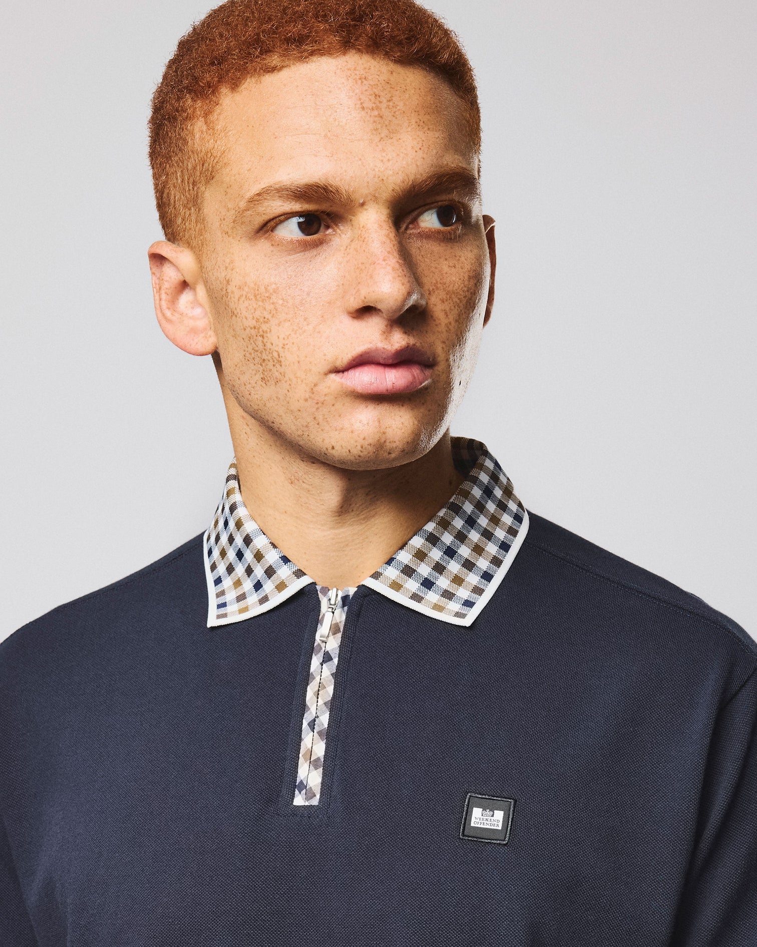 Weekend Offender Tipasa Jacquard Rib Polo Navy - Image 4