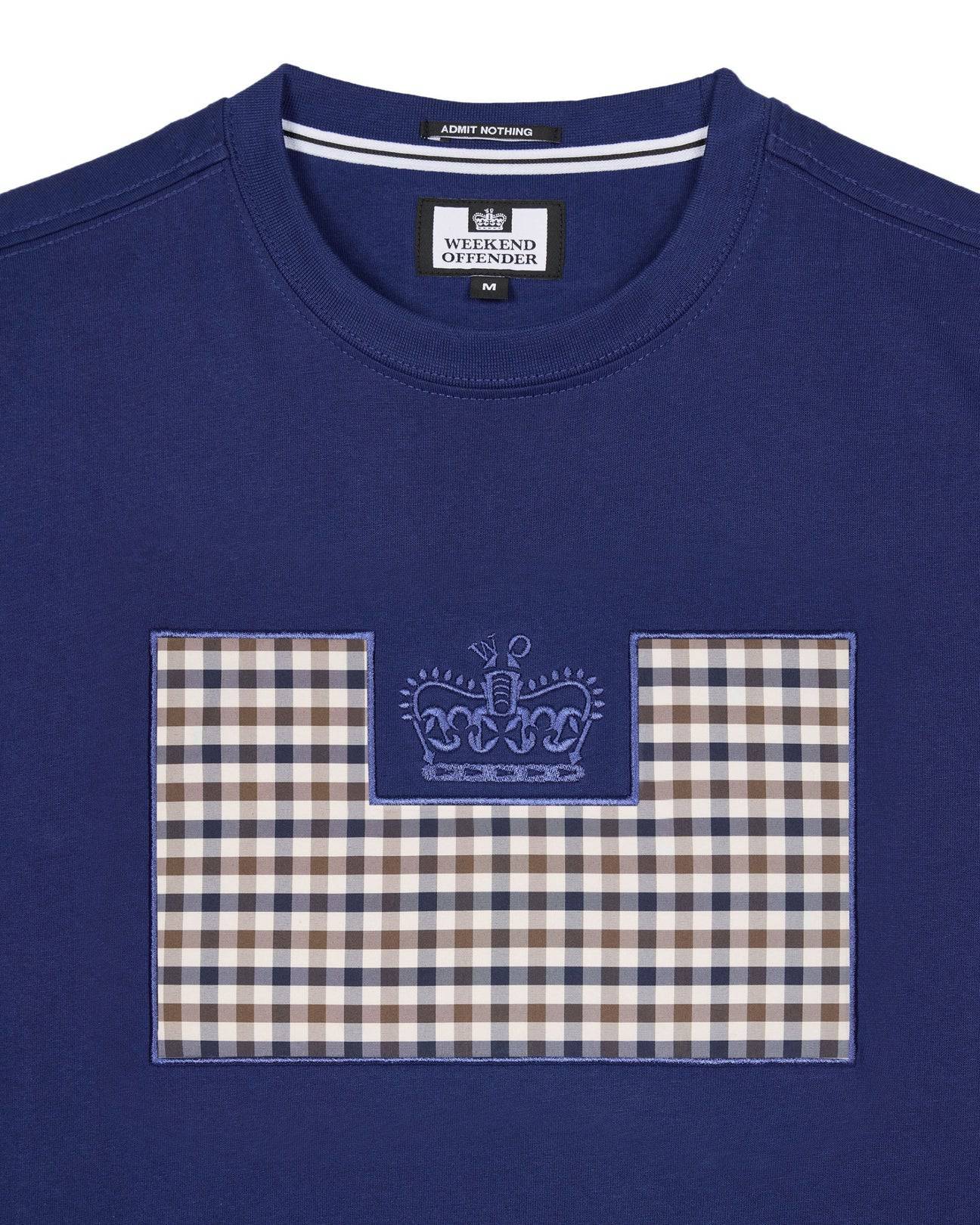 Weekend Offender Zapico Prison T-Shirt Bright Navy/Mid House Check - Image 2